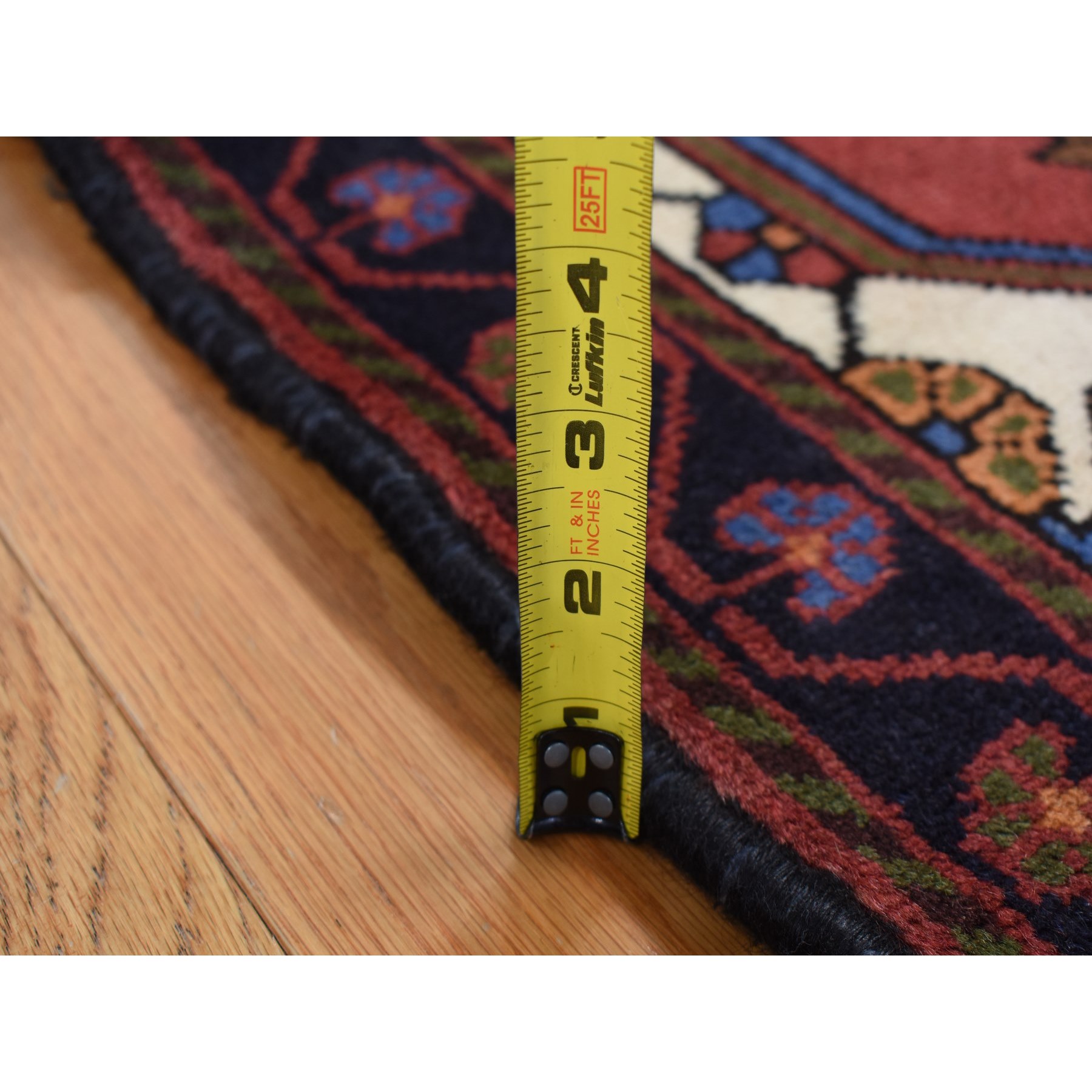 3'5"x5' Alabama Crimson Red, Vintage Bohemian Persian Hamadan Cross Design, Pure Wool, Hand Knotted, Oriental Rug Sh87464