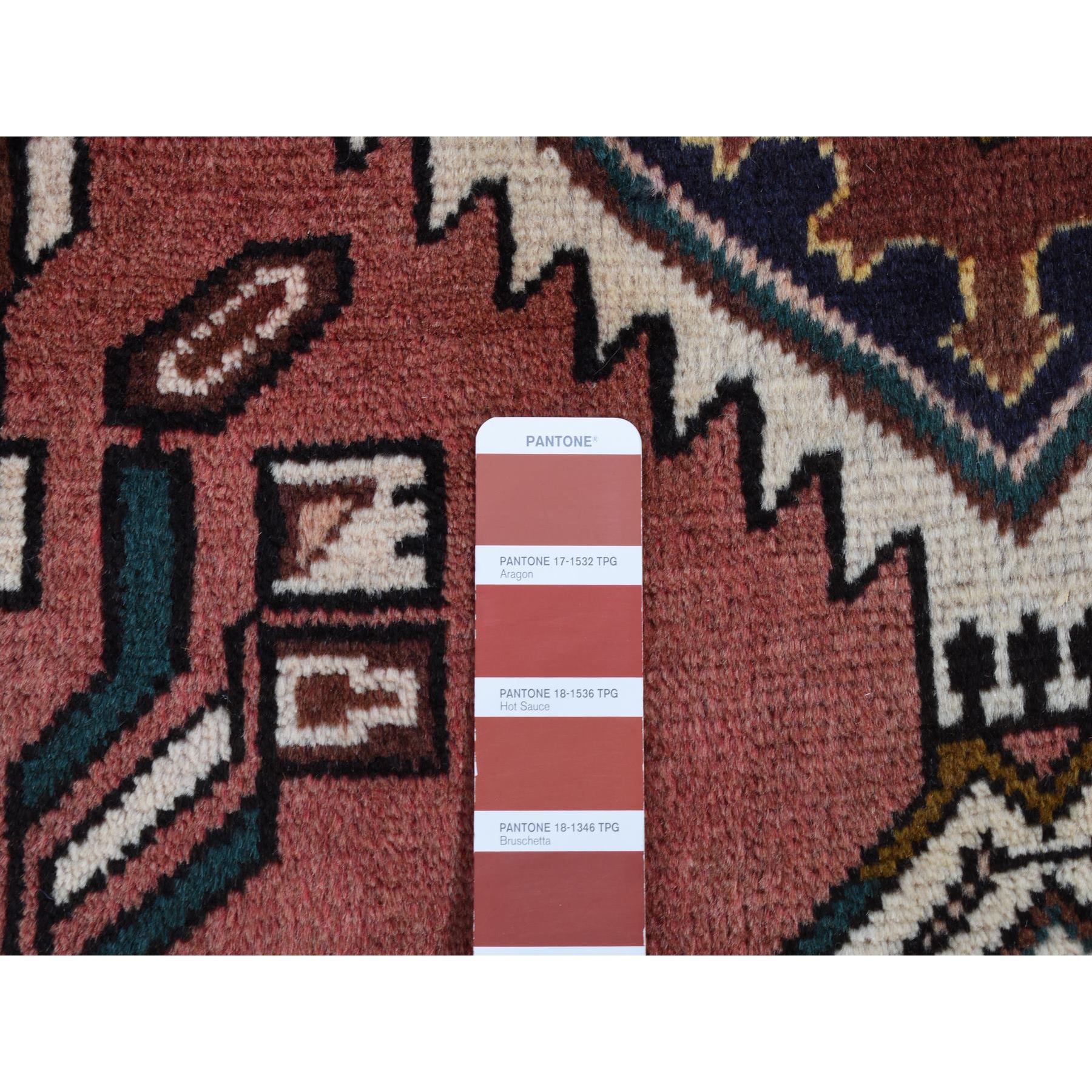 3'9"x9'9" Redwood Red, Vintage Persian Malayer, Pure Wool, Hand Knotted, Wide Runner Oriental Rug Sh87469