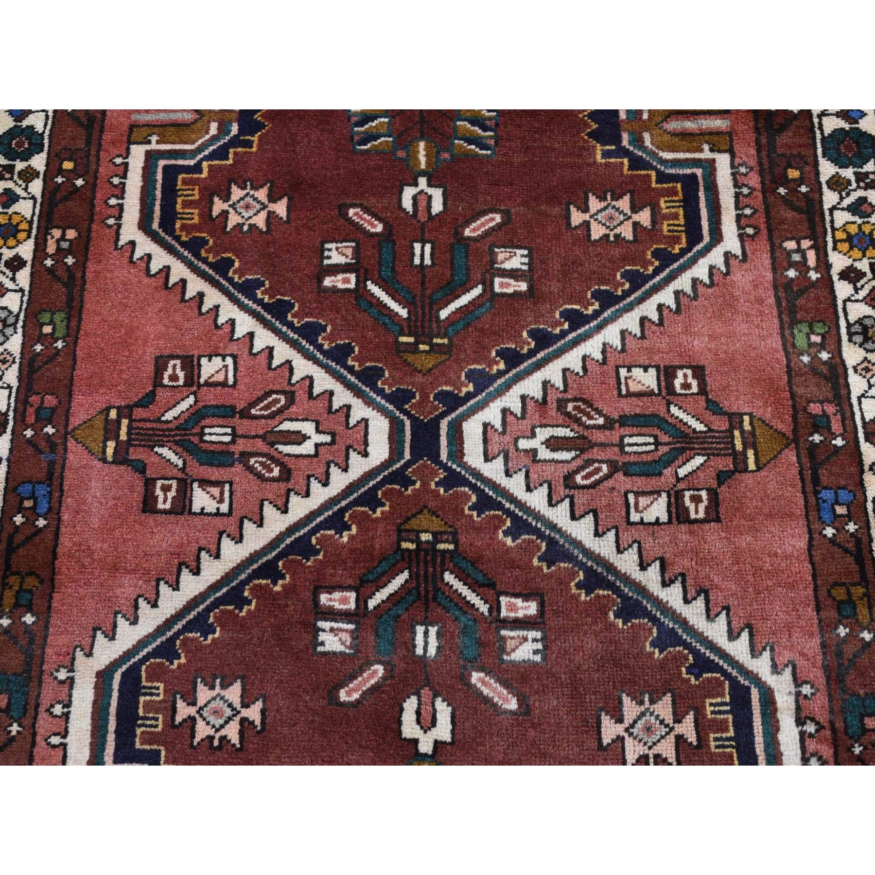 3'9"x9'9" Redwood Red, Vintage Persian Malayer, Pure Wool, Hand Knotted, Wide Runner Oriental Rug Sh87469