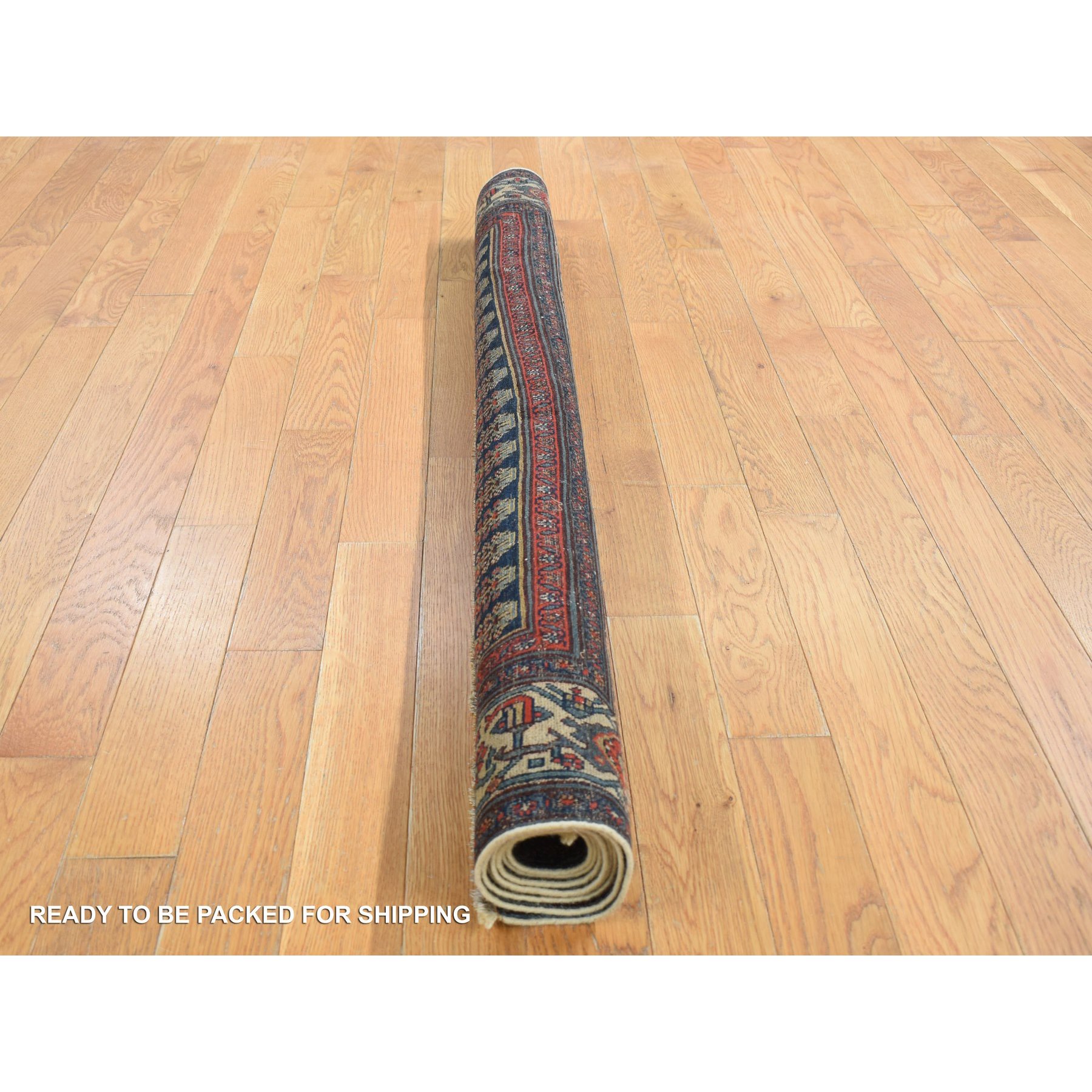 4'x6' Yankees Blue, Antique Persian Senneh, All Over Paisley Repetitive Design, Hand Knotted, Pure Wool, Super Dense Weave, Slight Wear, Cleaned with Sides and Ends Secured, Oriental Rug Sh87479