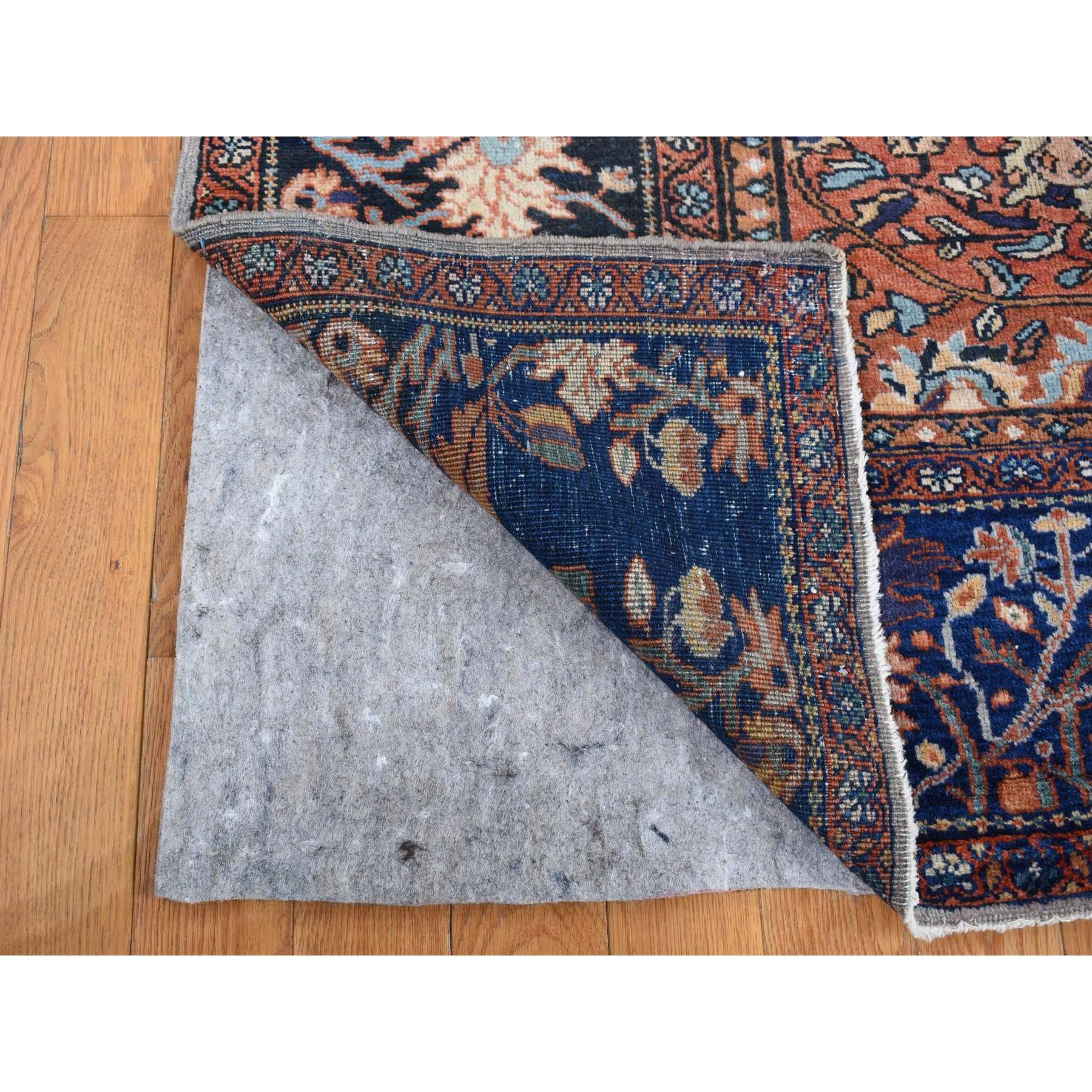 8'4"x11'6" Old Moss Green, Rare Antique Persian Sarouk Fereghan with Medallion Design, Dense Weave, Hand Knotted, Pure Wool, Even Wear and Soft, Cleaned with Sides and Ends Professionally Secured, Oriental Rug Sh87480