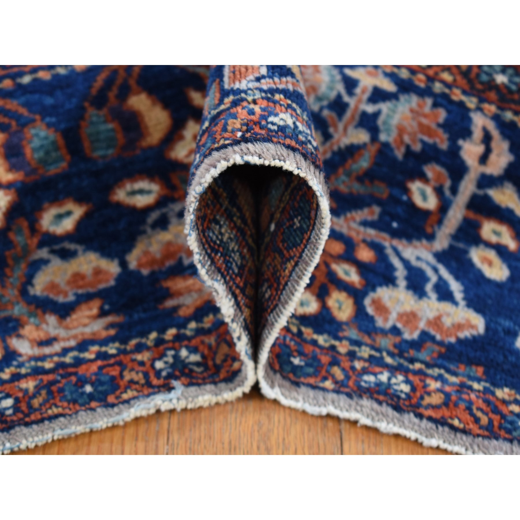 8'4"x11'6" Old Moss Green, Rare Antique Persian Sarouk Fereghan with Medallion Design, Dense Weave, Hand Knotted, Pure Wool, Even Wear and Soft, Cleaned with Sides and Ends Professionally Secured, Oriental Rug Sh87480