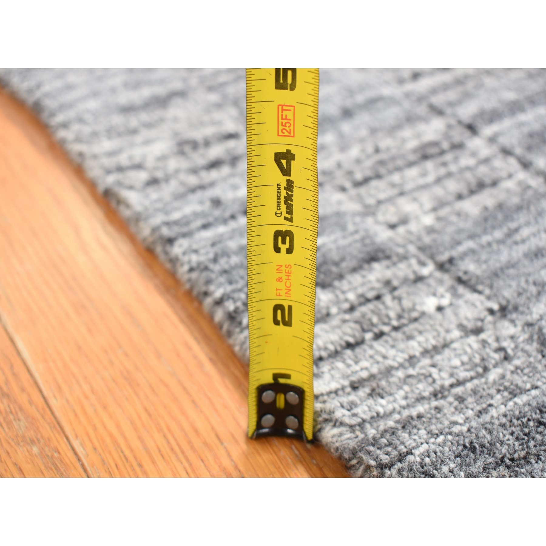 2'x2' Cloud Gray, Modern Checkers Design, Hand Loomed, 100% Wool, Sample Fragment, Square Oriental Rug Sh87481