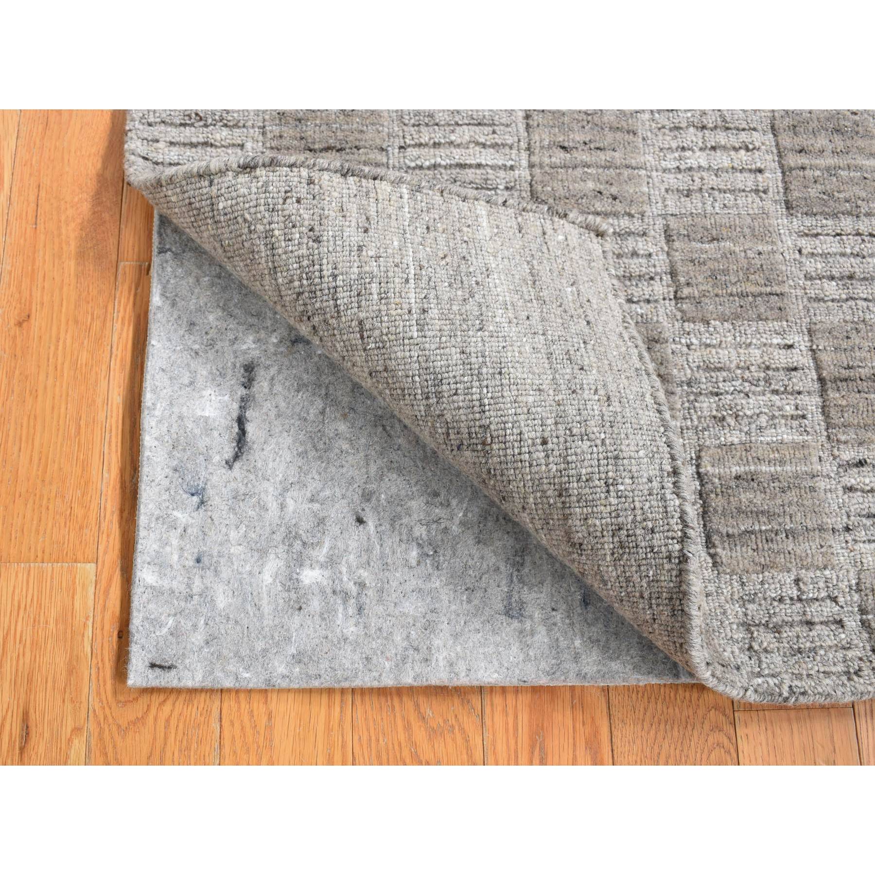 2'1"x2'3" Fossil Gray, Modern Patchwork Design, Hand Loomed, 100% Wool, Sample Fragment, Squarish, Oriental Rug Sh87483