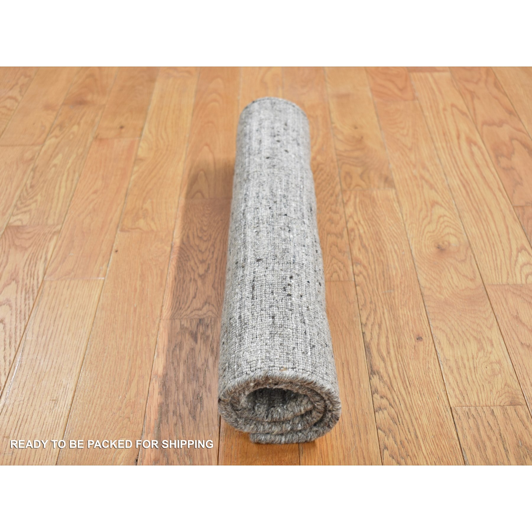 2'1"x2'3" Fossil Gray, Modern Patchwork Design, Hand Loomed, 100% Wool, Sample Fragment, Squarish, Oriental Rug Sh87483