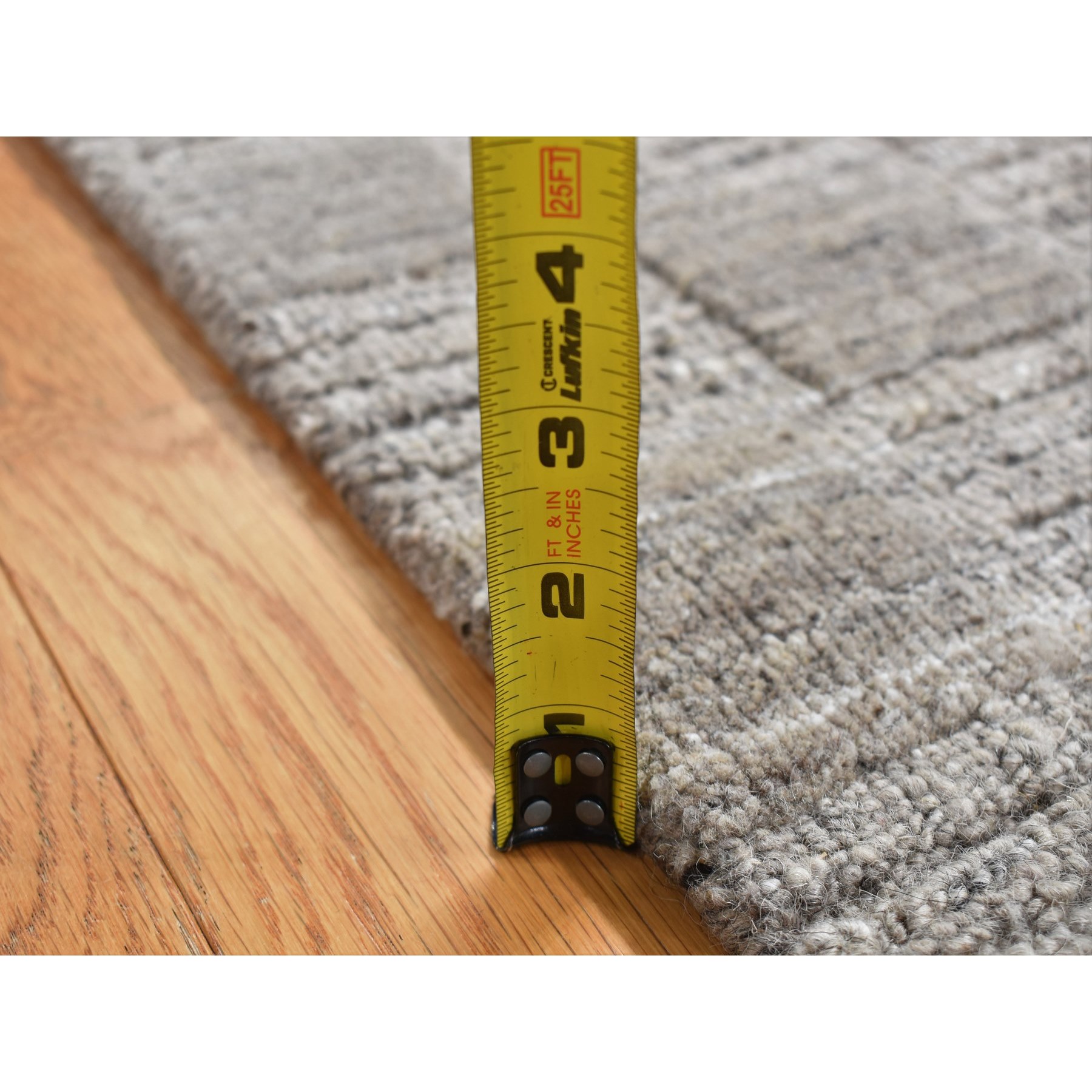 2'1"x2'3" Fossil Gray, Modern Patchwork Design, Hand Loomed, 100% Wool, Sample Fragment, Squarish, Oriental Rug Sh87483