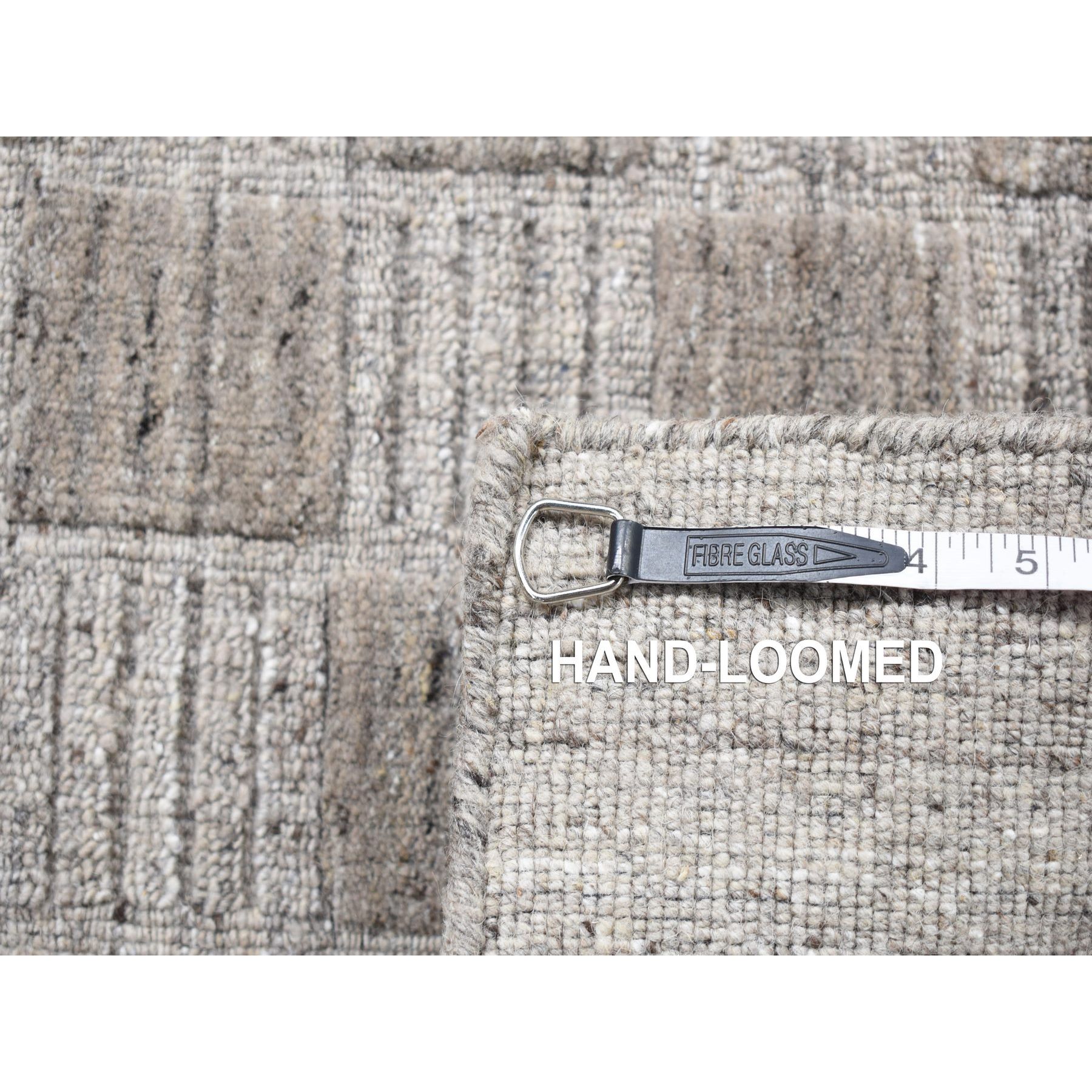 2'1"x2'3" Fossil Gray, Modern Patchwork Design, Hand Loomed, 100% Wool, Sample Fragment, Squarish, Oriental Rug Sh87483