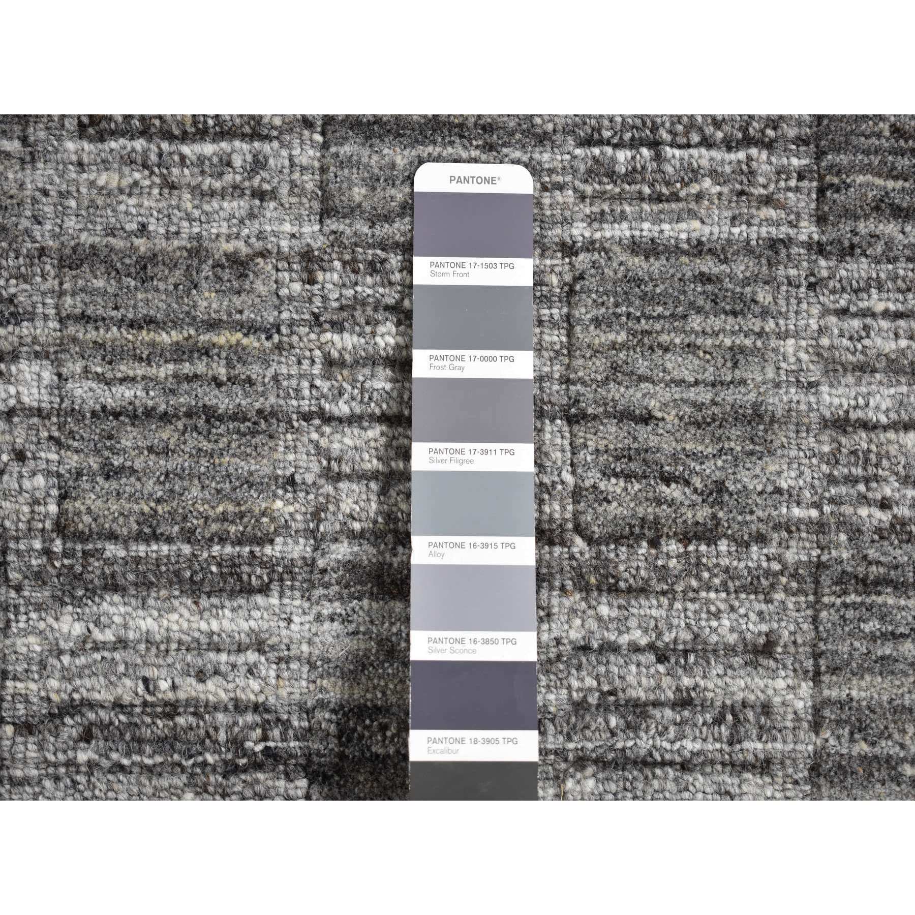 2'x2' Dim Gray, Hand Loomed, Modern Checkers Design, 100% Wool, Sample Fragment, Square, Oriental Rug Sh87485
