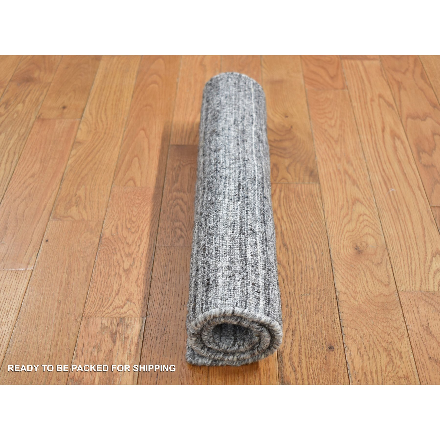 2'x2' Dim Gray, Hand Loomed, Modern Checkers Design, 100% Wool, Sample Fragment, Square, Oriental Rug Sh87485