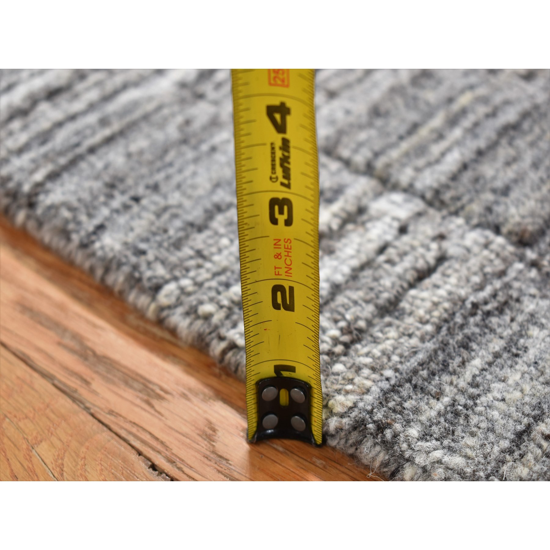 2'x2' Dim Gray, Hand Loomed, Modern Checkers Design, 100% Wool, Sample Fragment, Square, Oriental Rug Sh87485