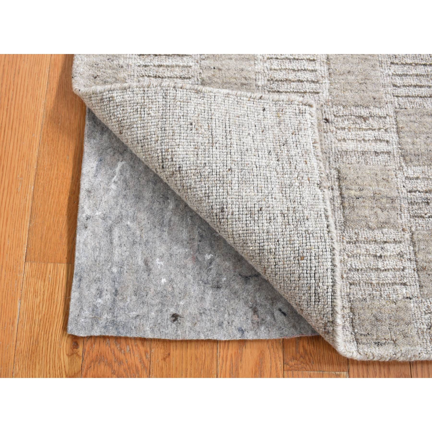 2'1"x2'1" Earth Tone Colors, Modern Checkers Design, Hand Loomed, Pure Wool, Fragment Sample, Square, Oriental Rug Sh87486