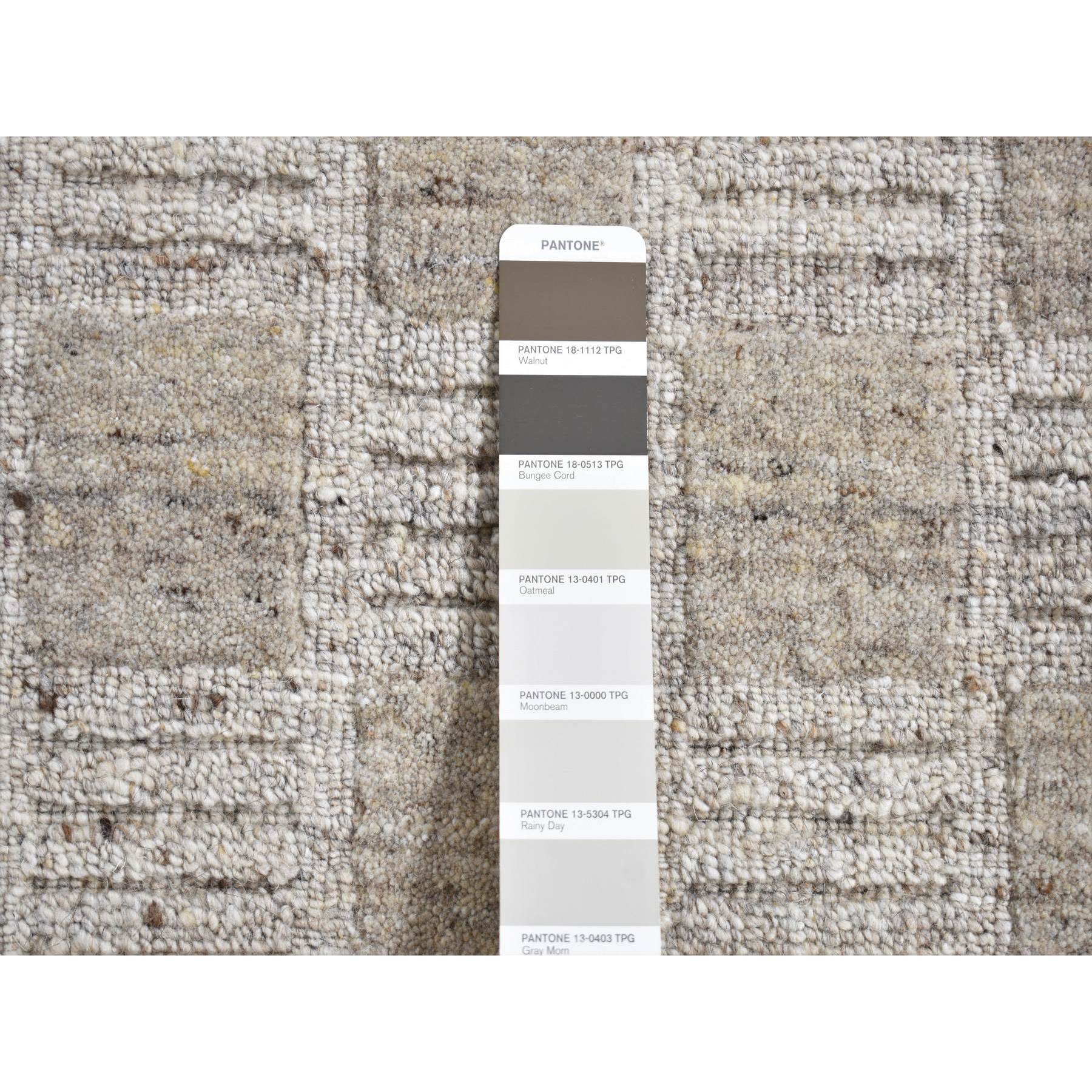 2'1"x2'1" Earth Tone Colors, Modern Checkers Design, Hand Loomed, Pure Wool, Fragment Sample, Square, Oriental Rug Sh87486