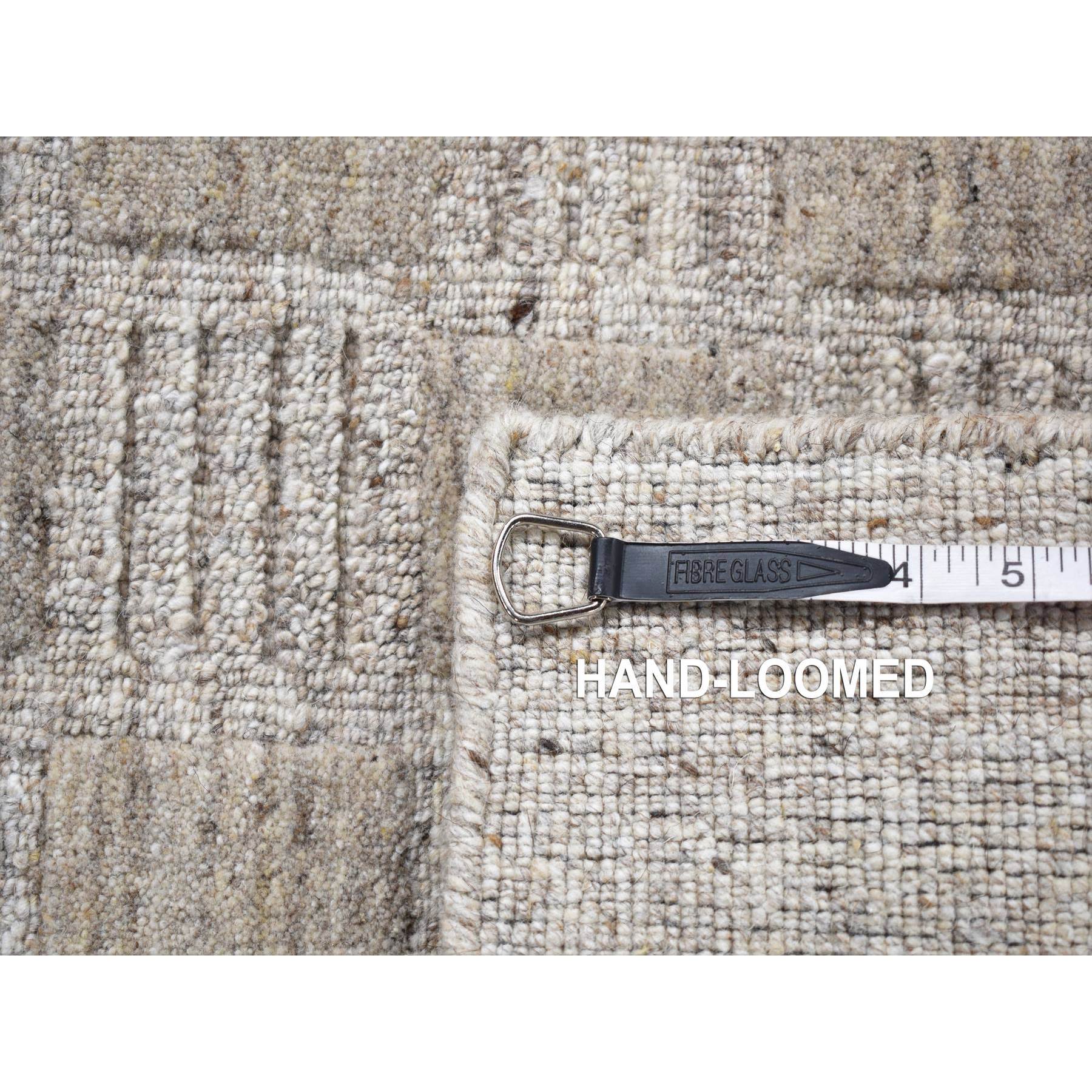 2'1"x2'1" Earth Tone Colors, Modern Checkers Design, Hand Loomed, Pure Wool, Fragment Sample, Square, Oriental Rug Sh87486