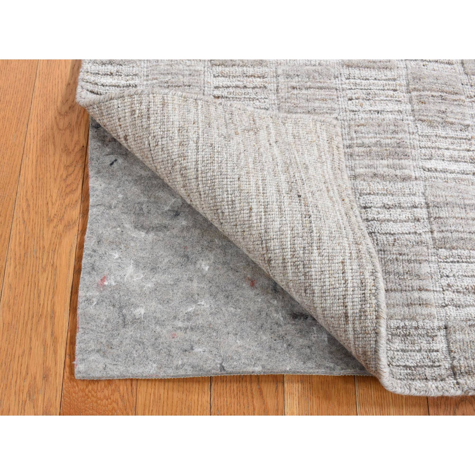 2'1"x2'1" Taupe, Modern Patchwork Design, Hand Loomed, 100% Wool, Fragment Sample, Square, Oriental Rug Sh87487