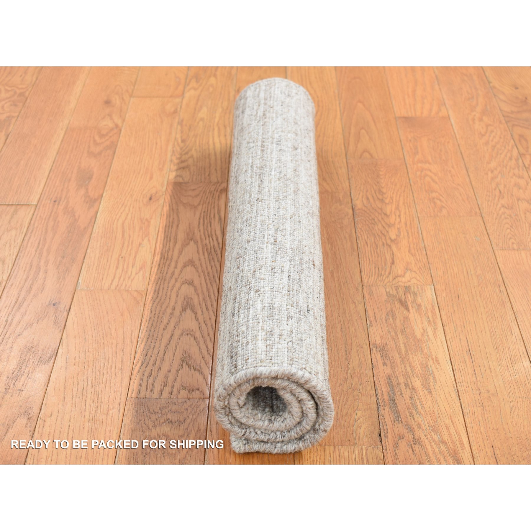 2'1"x2'1" Taupe, Modern Patchwork Design, Hand Loomed, 100% Wool, Fragment Sample, Square, Oriental Rug Sh87487