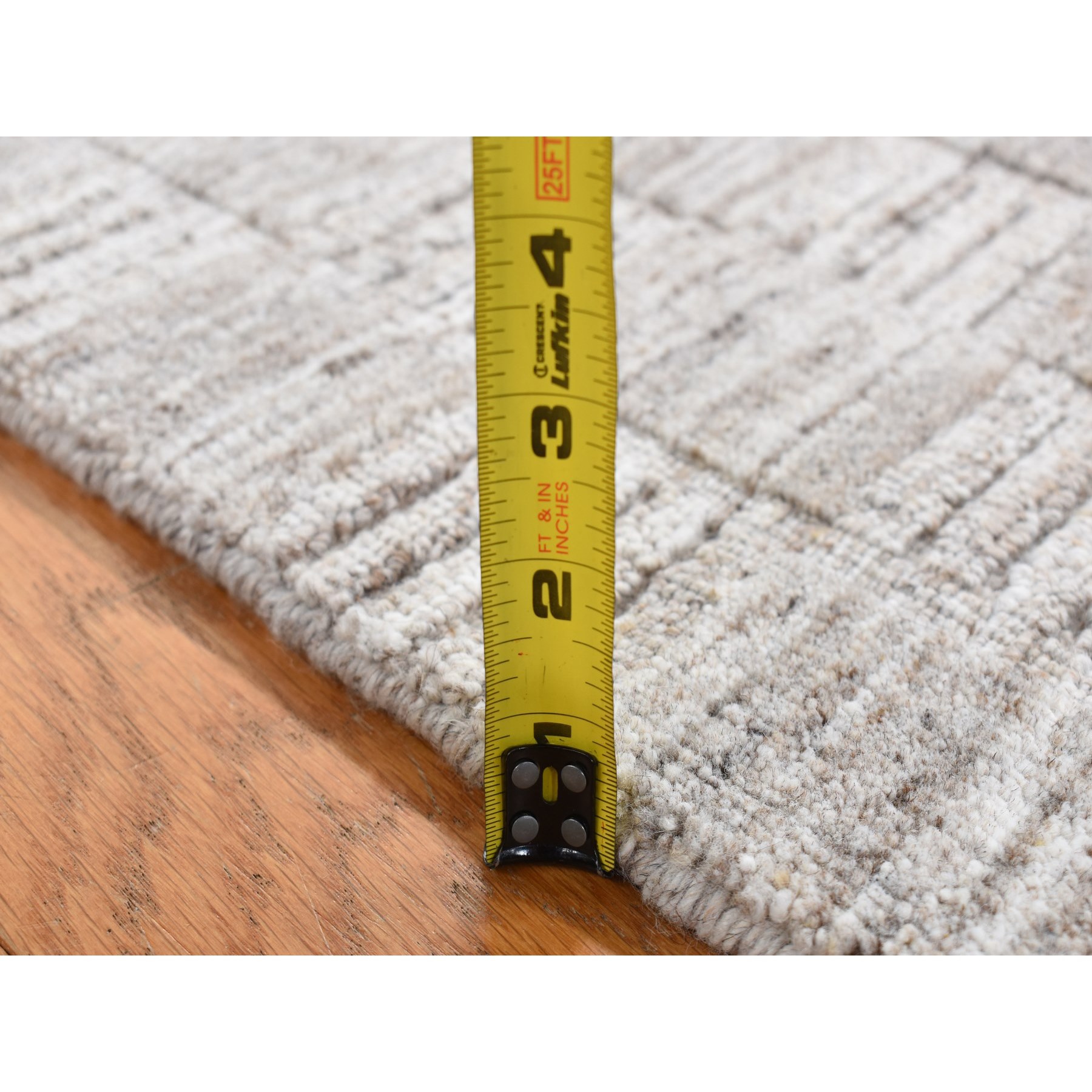 2'1"x2'1" Taupe, Modern Patchwork Design, Hand Loomed, 100% Wool, Fragment Sample, Square, Oriental Rug Sh87487