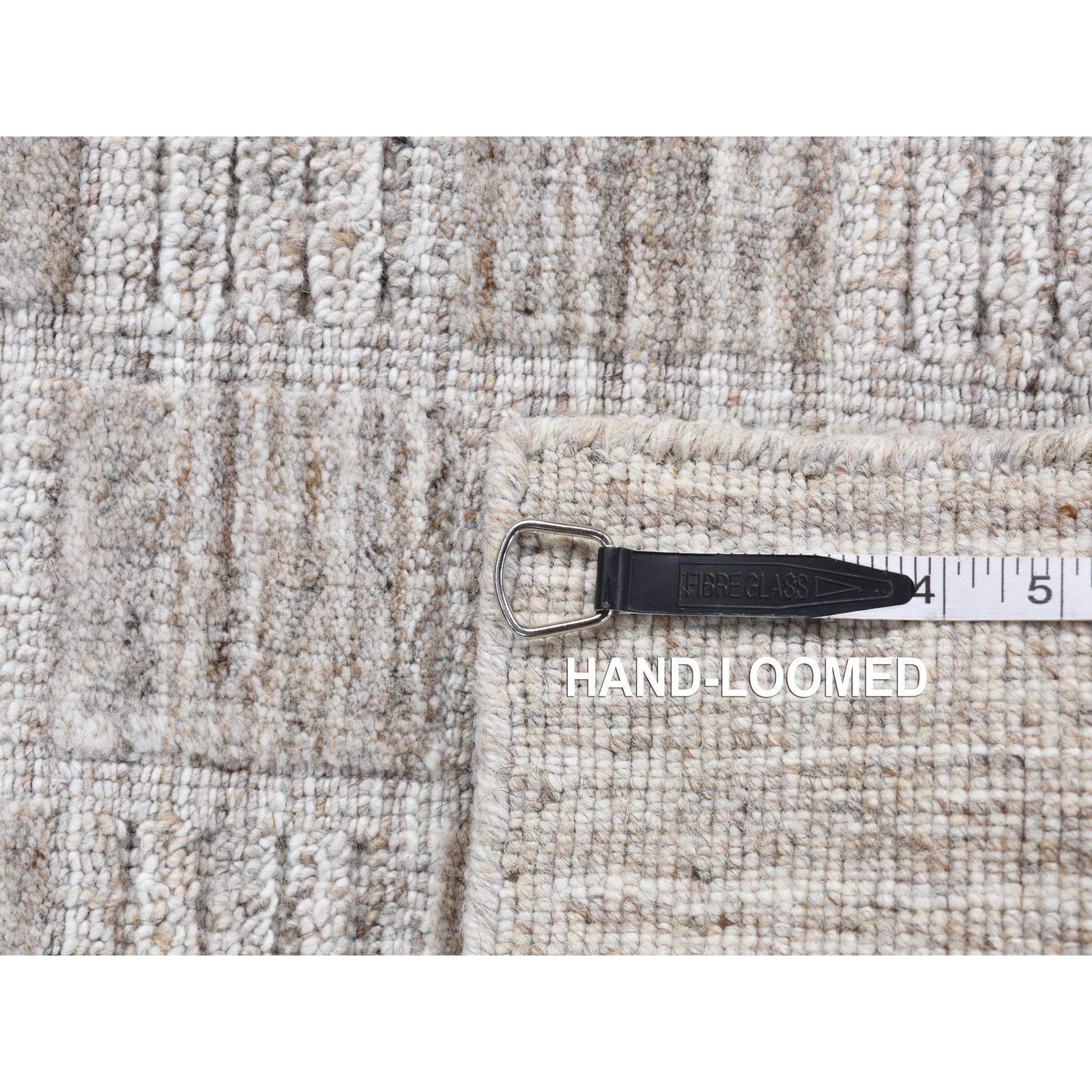 2'1"x2'1" Taupe, Modern Patchwork Design, Hand Loomed, 100% Wool, Fragment Sample, Square, Oriental Rug Sh87487