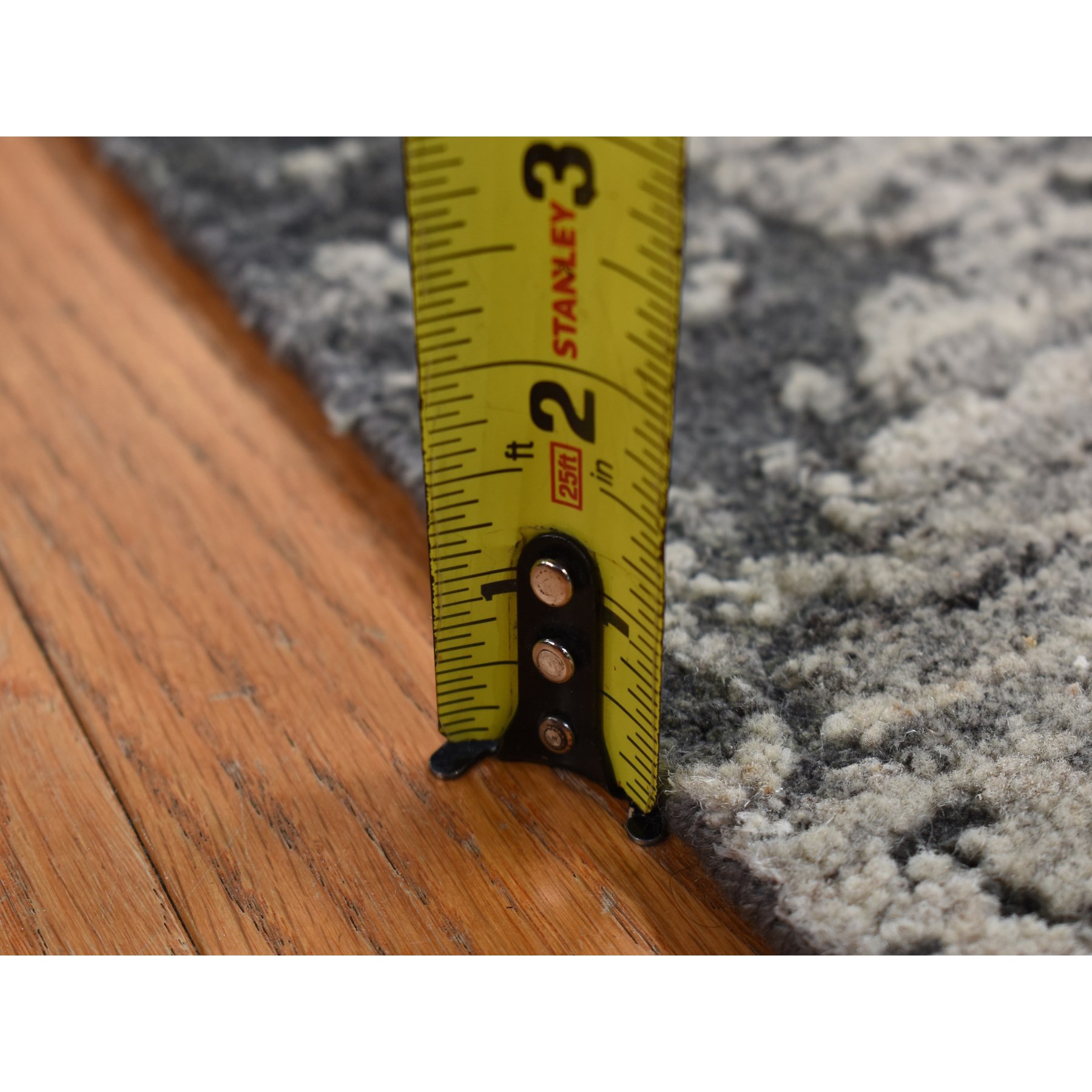 2'x2' Jet Black, 100% Natural Undyed Wool, Hand Knotted, Modern Abstract Galaxy, Sample Mat Oriental Rug Sh87546