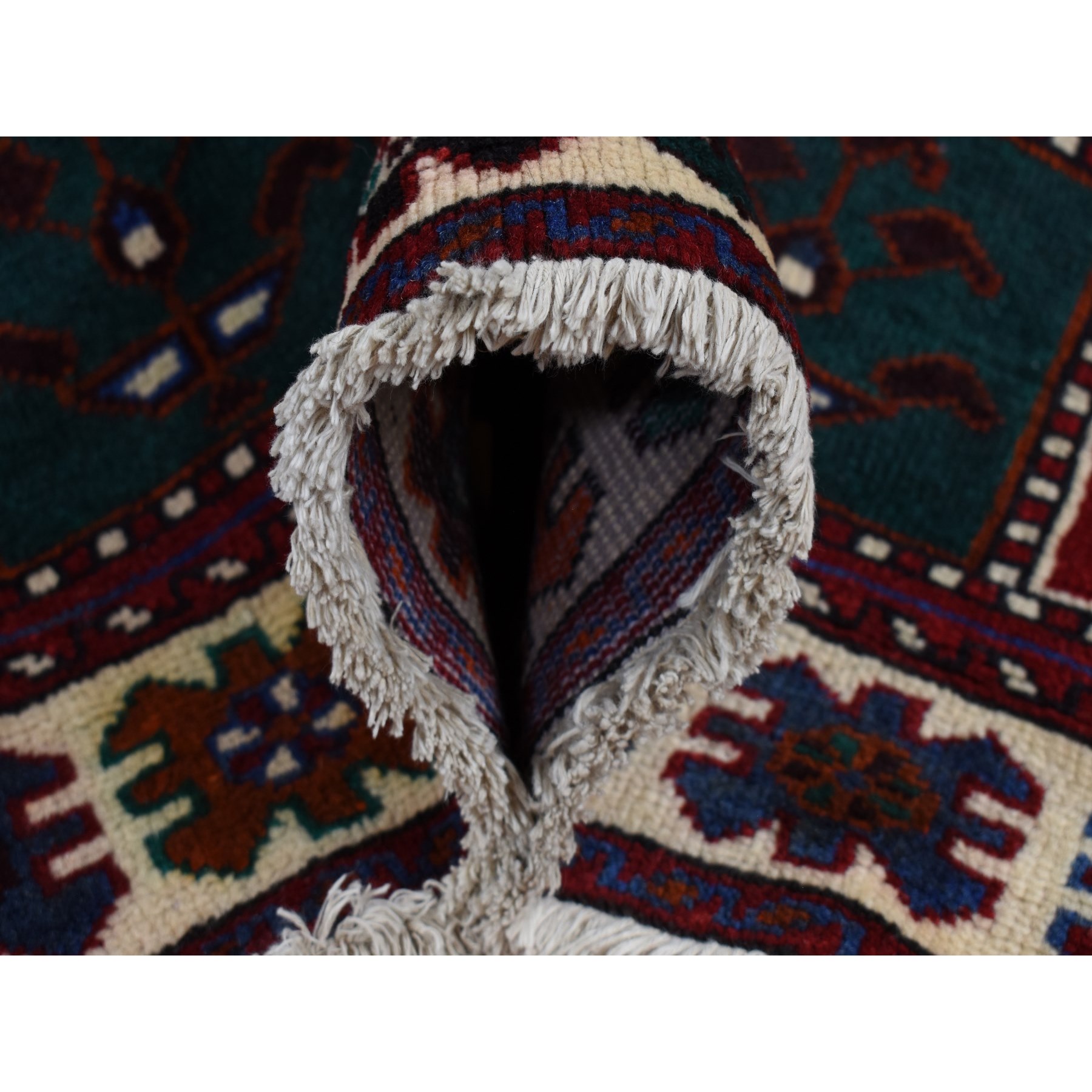 4'10"x9'2" Carmine Red, Semi Antique Persian Bakhtiari, Garden Block Design, Pure Wool, Hand Knotted, Oriental Rug Sh87552