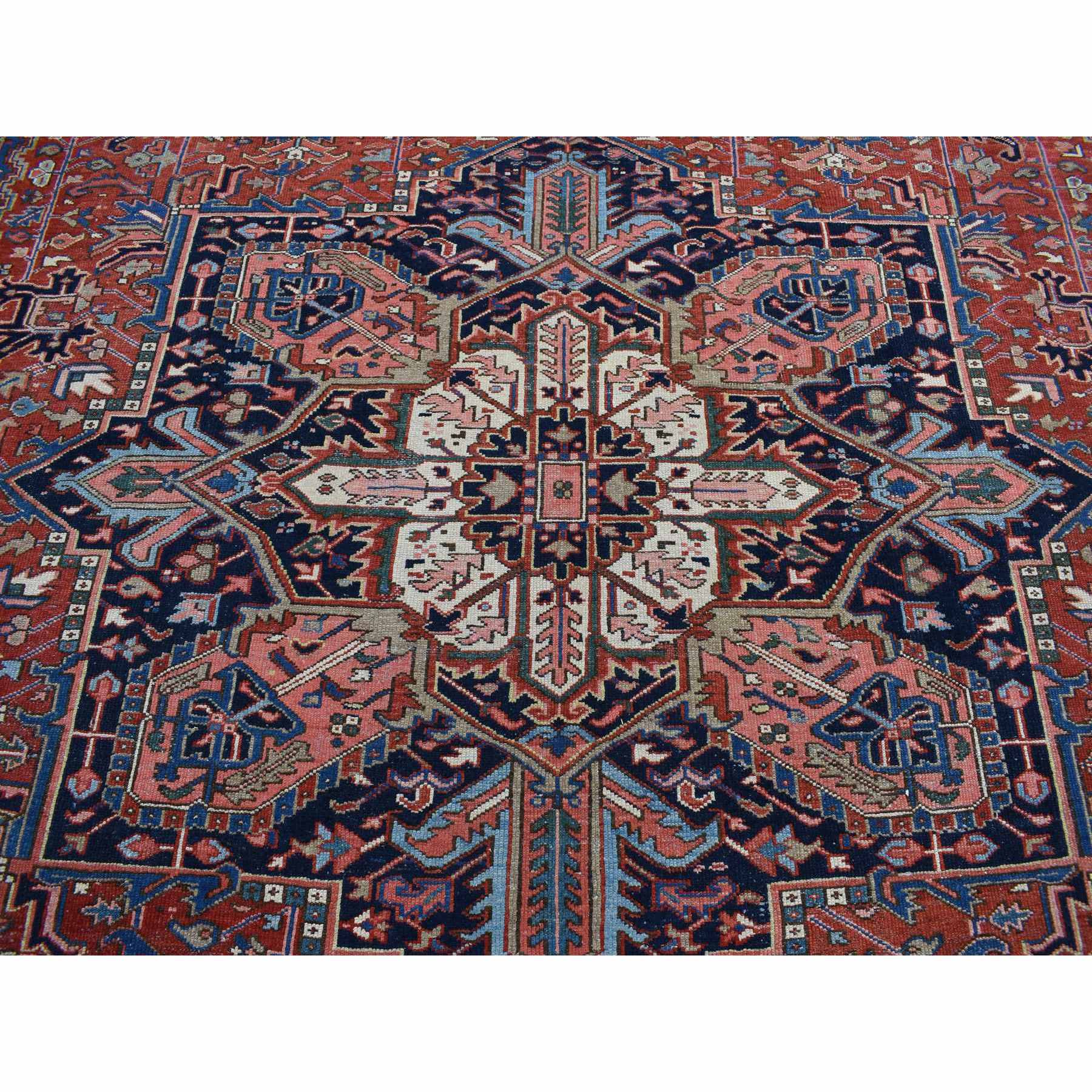 12'3"x16'1" Barn Red, Antique Persian Karajeh Heriz in Excellent Condition, 100% Wool, Hand Knotted, Even Short Pile, Clean and Soft Pile, Sides and Ends Professionally Secured, Oversized Oriental Rug Sh87561