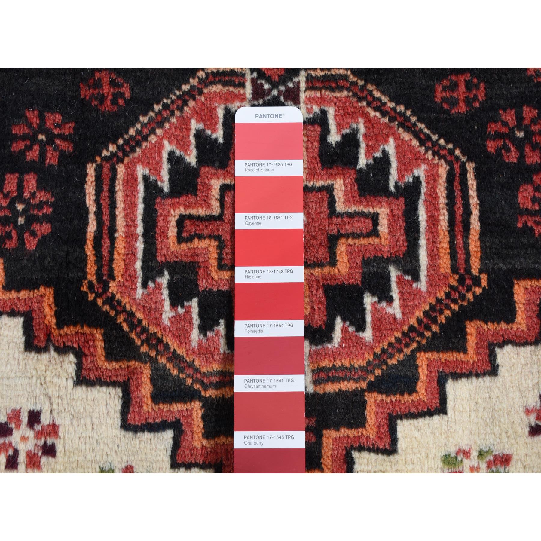 3'10"x7'1" Prismatic Red, Vintage Persian with Peacocks Design, Clean with No Wear, Pure Wool, Hand Knotted, Oriental Rug Sh87572