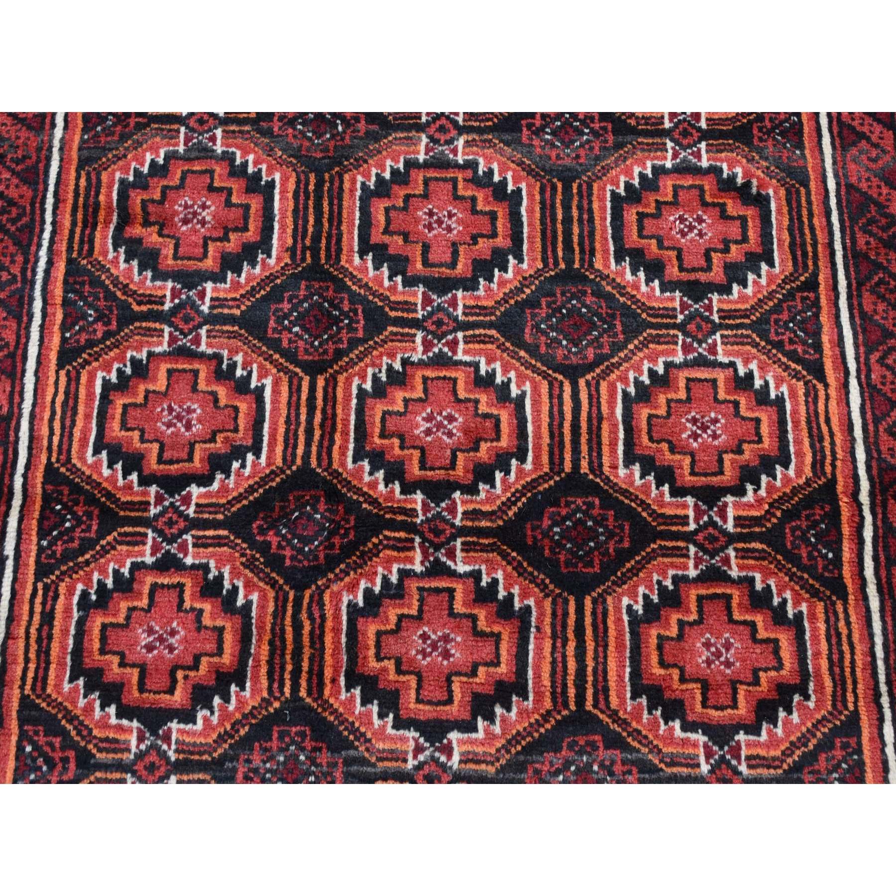 3'10"x7'1" Prismatic Red, Vintage Persian with Peacocks Design, Clean with No Wear, Pure Wool, Hand Knotted, Oriental Rug Sh87572