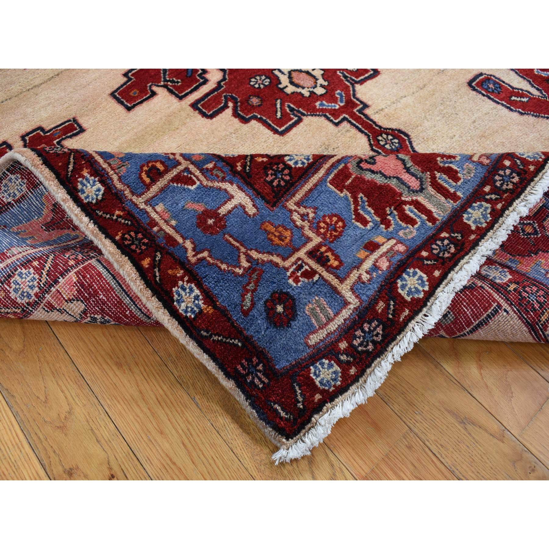 5'3"x9'10" Barn Red, Vintage North West Persian, Open Field Geometric Design, Pure Wool, Hand Knotted, Clean with No Wear, Oriental Rug Sh87573