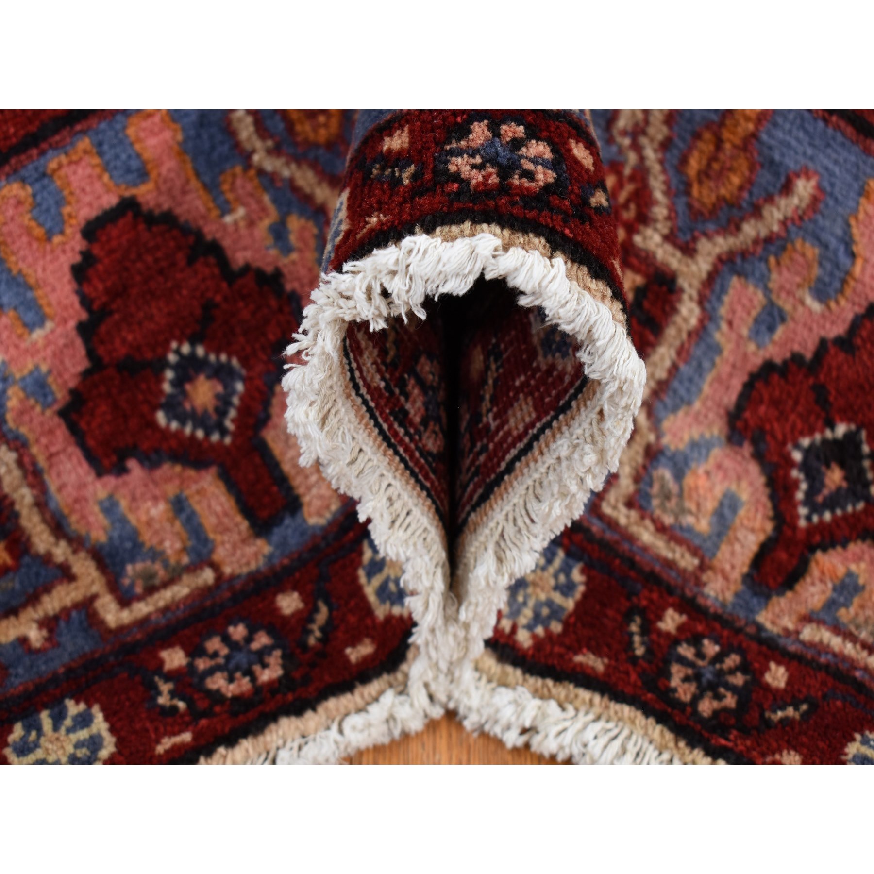 5'3"x9'10" Barn Red, Vintage North West Persian, Open Field Geometric Design, Pure Wool, Hand Knotted, Clean with No Wear, Oriental Rug Sh87573
