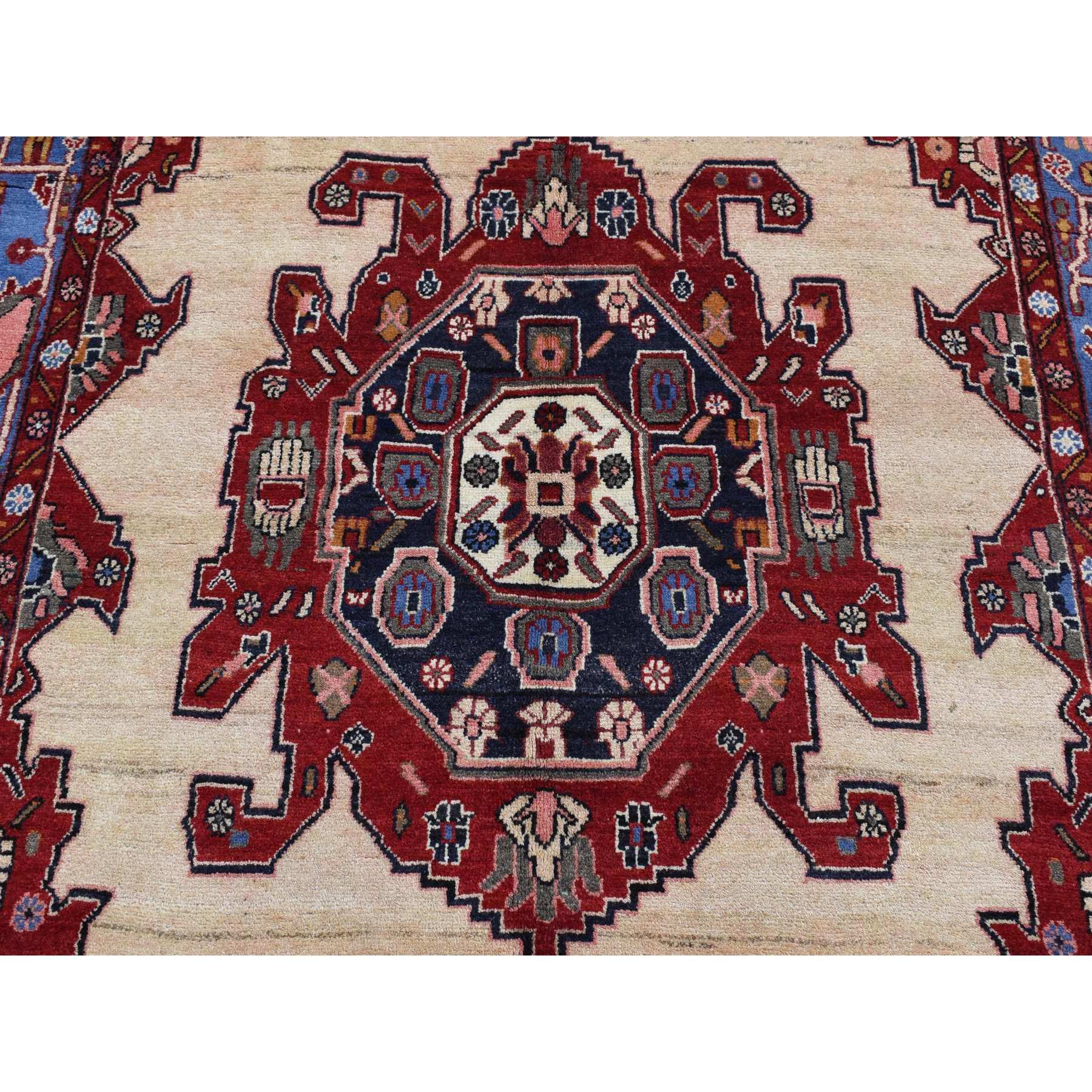 5'3"x9'10" Barn Red, Vintage North West Persian, Open Field Geometric Design, Pure Wool, Hand Knotted, Clean with No Wear, Oriental Rug Sh87573
