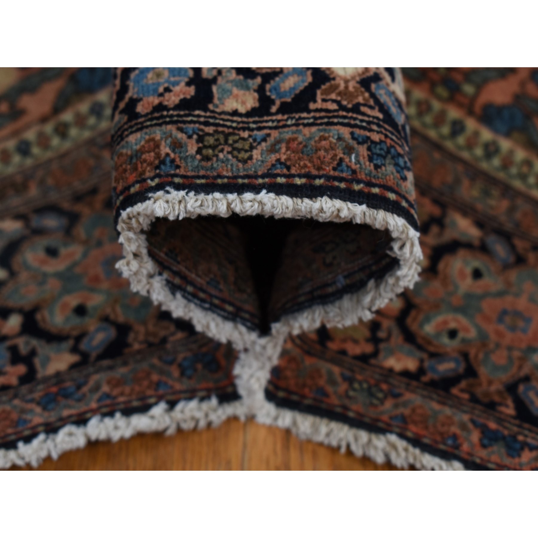 4'4"x6'9" Amber Brown, Antique Persian Fereghan Sarouk, Excellent Condition, Clean and Soft, Even Wear, 100% Wool, Hand Knotted, Oriental Rug Sh87639