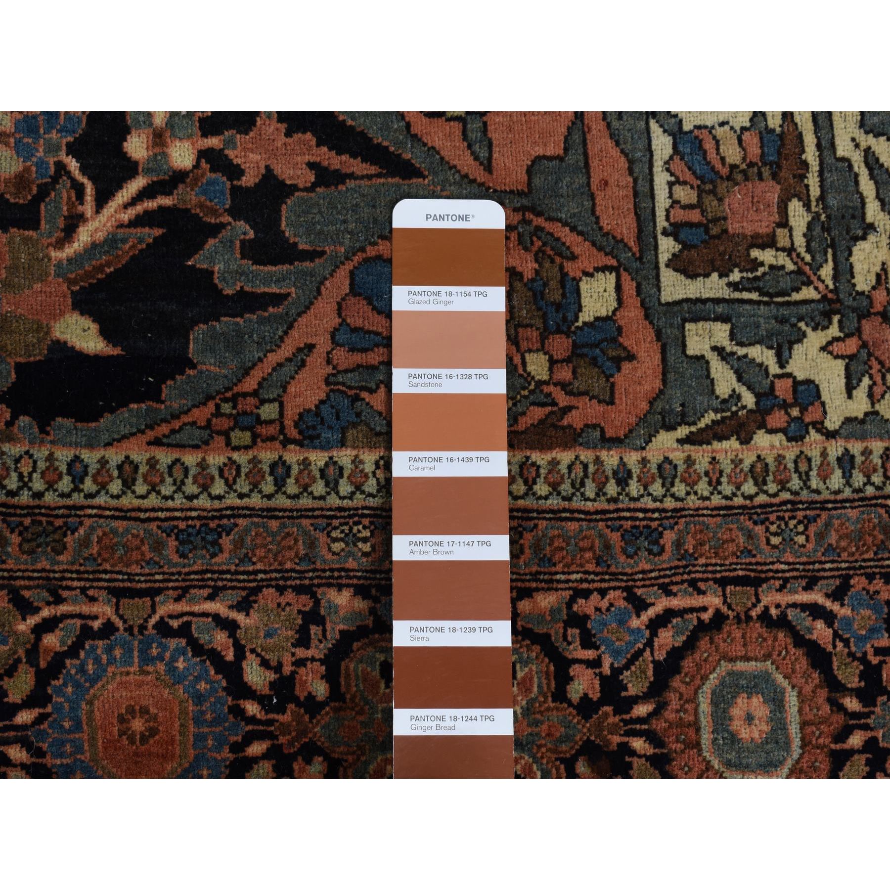 4'4"x6'9" Amber Brown, Antique Persian Fereghan Sarouk, Excellent Condition, Clean and Soft, Even Wear, 100% Wool, Hand Knotted, Oriental Rug Sh87639