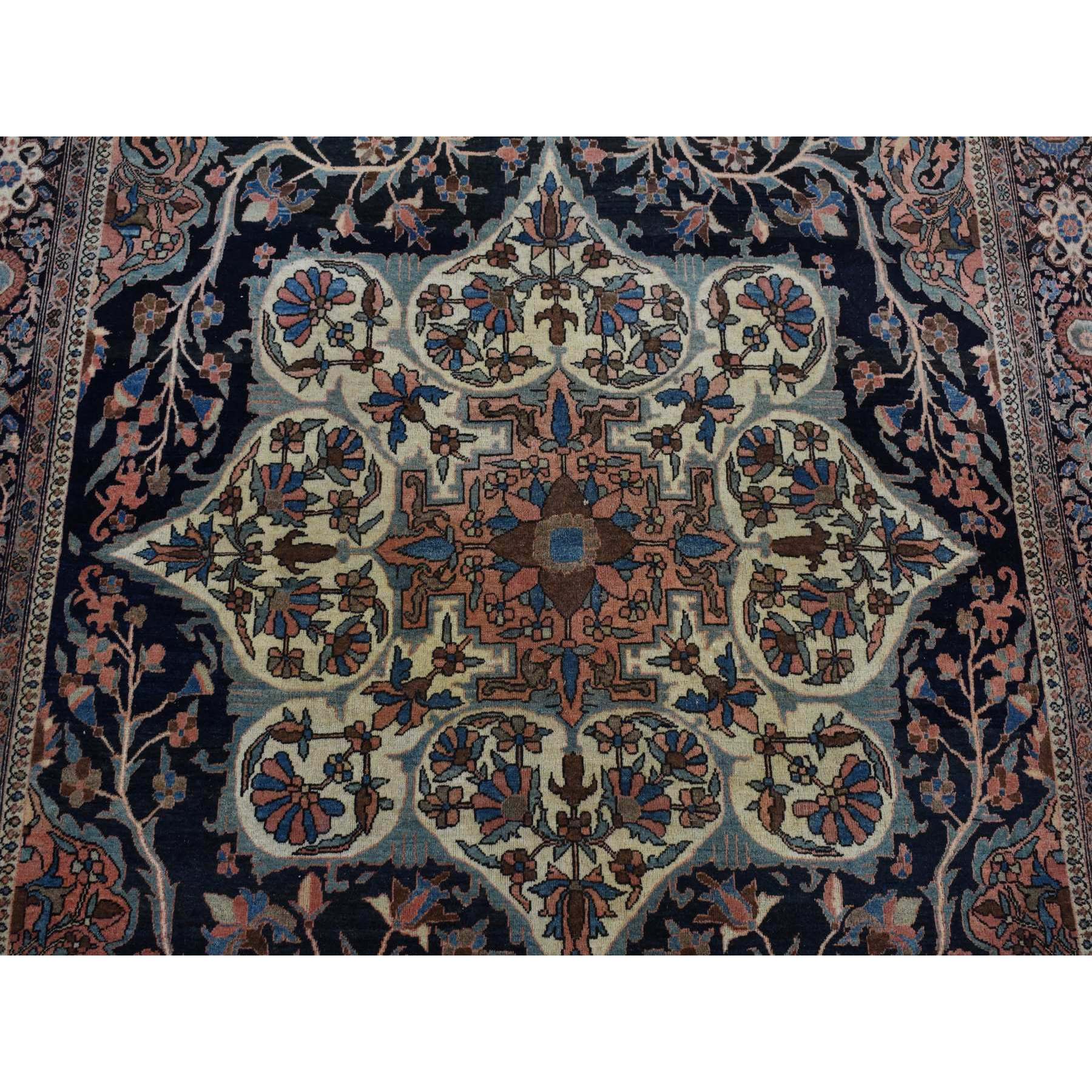 4'4"x6'9" Amber Brown, Antique Persian Fereghan Sarouk, Excellent Condition, Clean and Soft, Even Wear, 100% Wool, Hand Knotted, Oriental Rug Sh87639