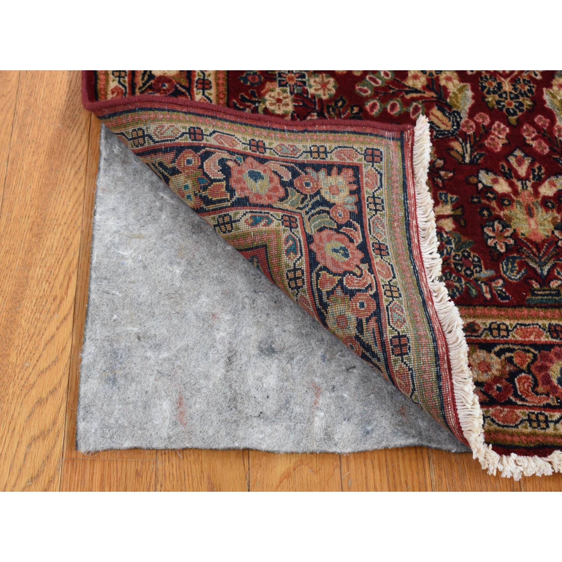 3'x3' Wine Red, Antique Persian Sarouk, Full Pile with a Rare Square Size, 100% Wool, Hand Knotted, Oriental Rug Sh87640