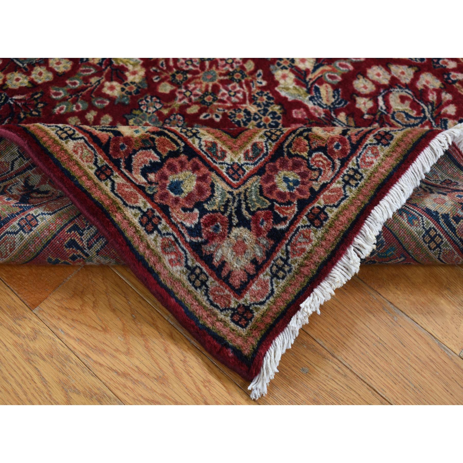 3'x3' Wine Red, Antique Persian Sarouk, Full Pile with a Rare Square Size, 100% Wool, Hand Knotted, Oriental Rug Sh87640