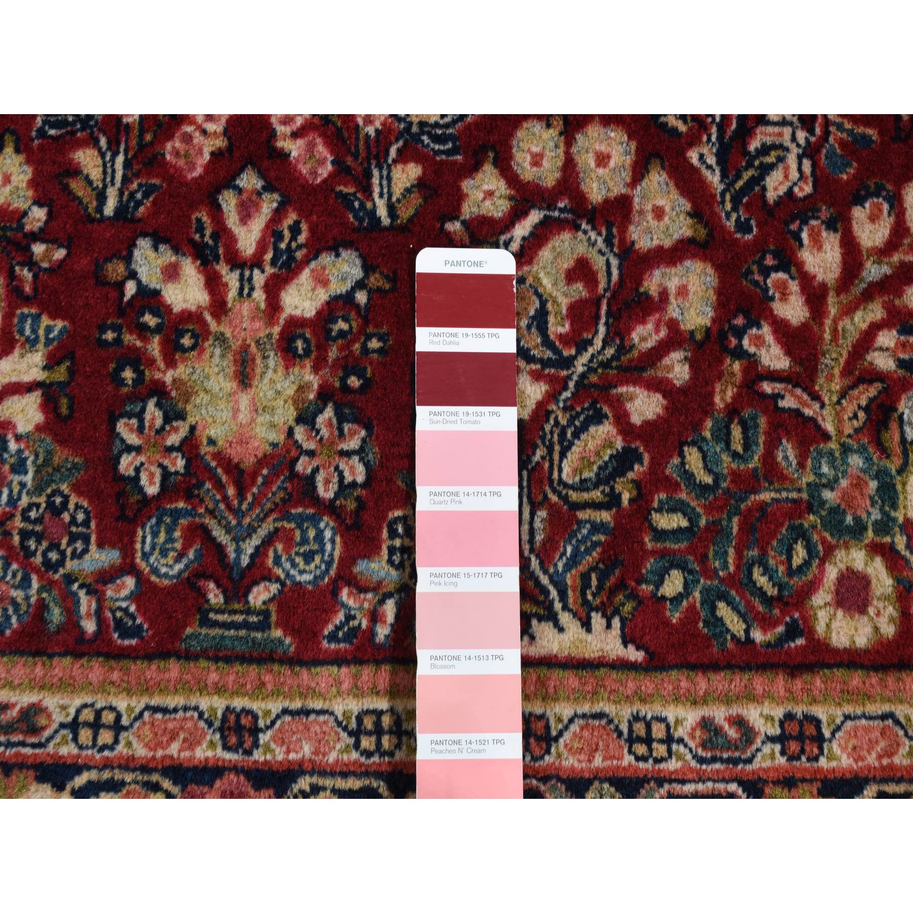 3'x3' Wine Red, Antique Persian Sarouk, Full Pile with a Rare Square Size, 100% Wool, Hand Knotted, Oriental Rug Sh87640