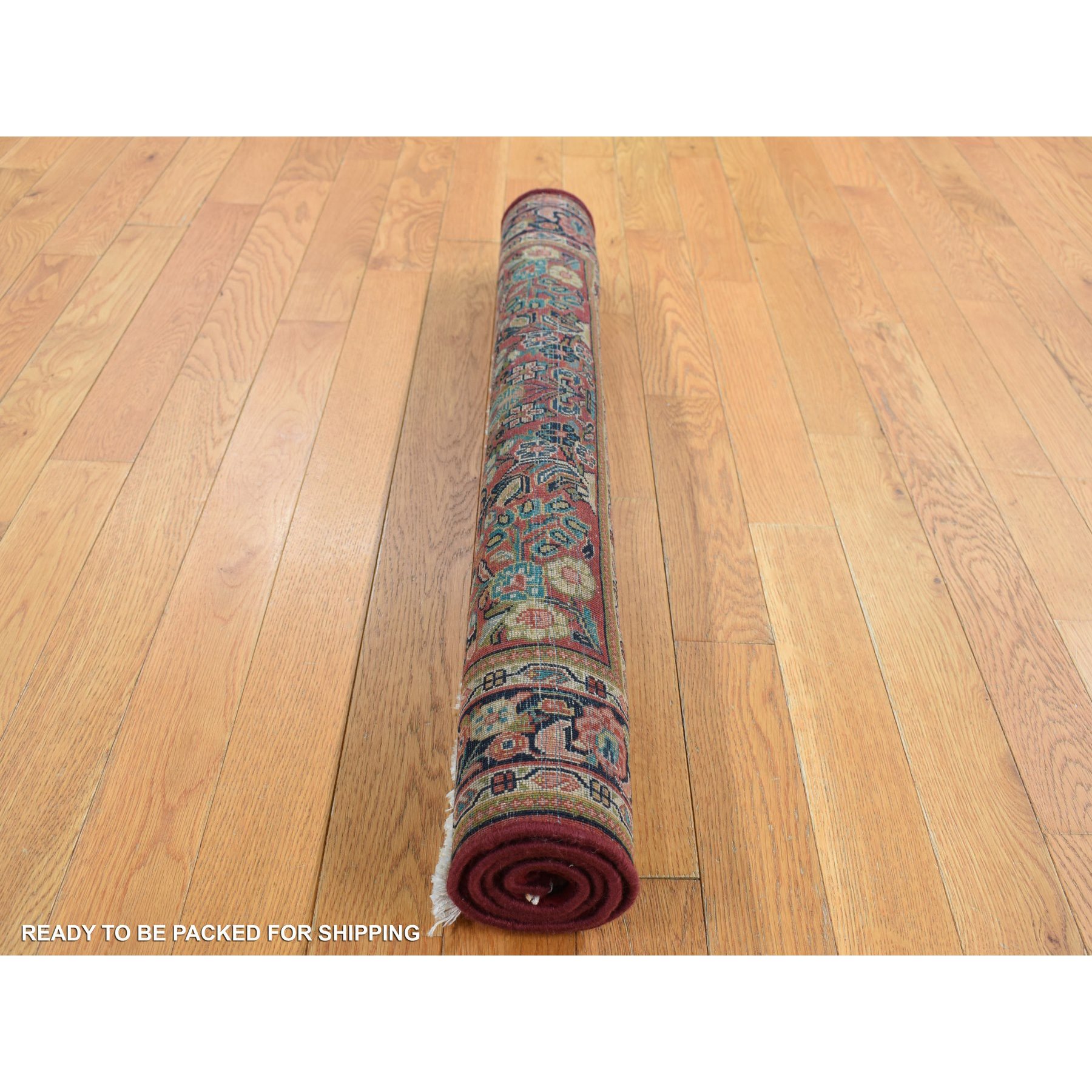 3'x3' Wine Red, Antique Persian Sarouk, Full Pile with a Rare Square Size, 100% Wool, Hand Knotted, Oriental Rug Sh87640