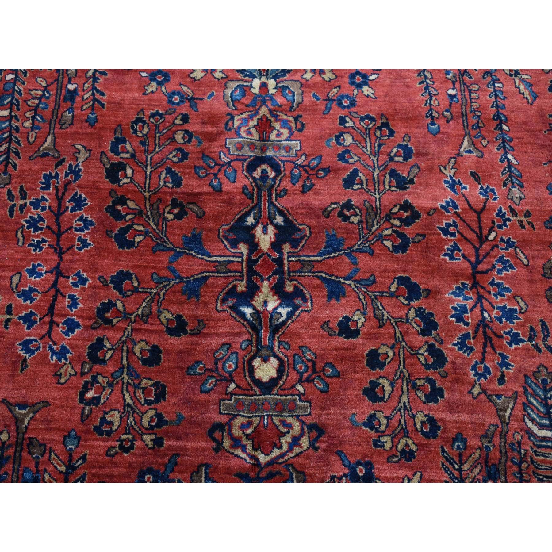 10'8"x17'2" Ruby Red, Antique Persian Sarouk, Extra Long, Excellent Condition, Clean and Soft, Even Wear, 100% Wool, Hand Knotted, Oversized, Oriental Rug Sh87641