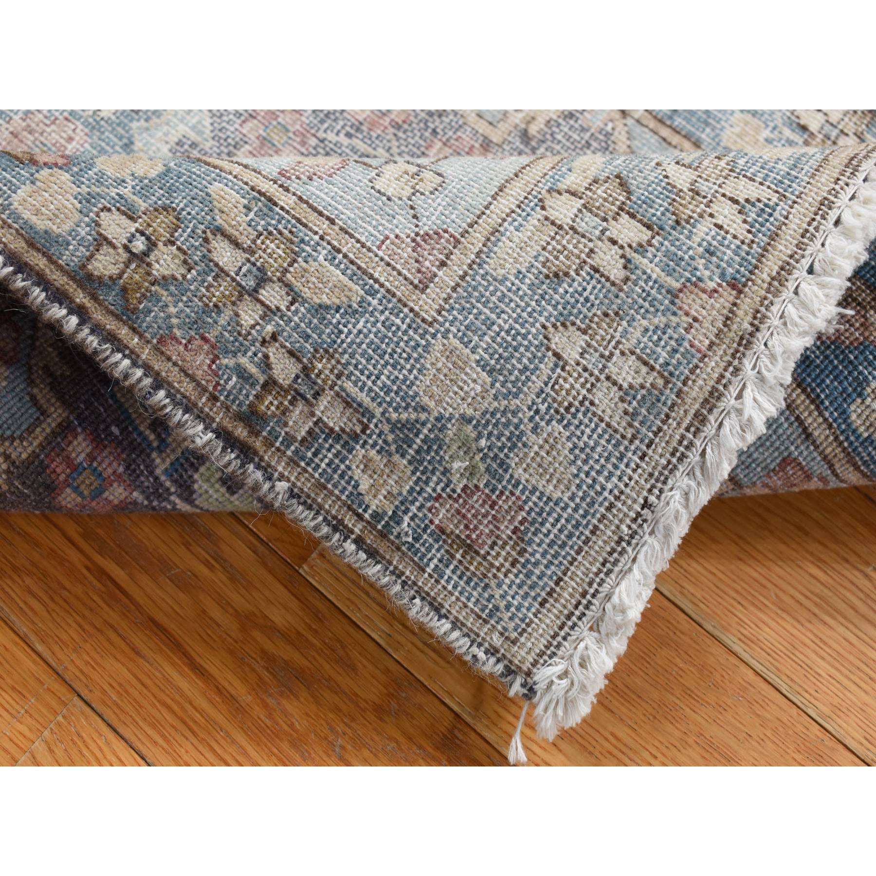1'8"x3'7" Misty Gray, Pure Wool, Vintage Persian Kerman, Hand Knotted, Mat Oriental Rug Sh87775