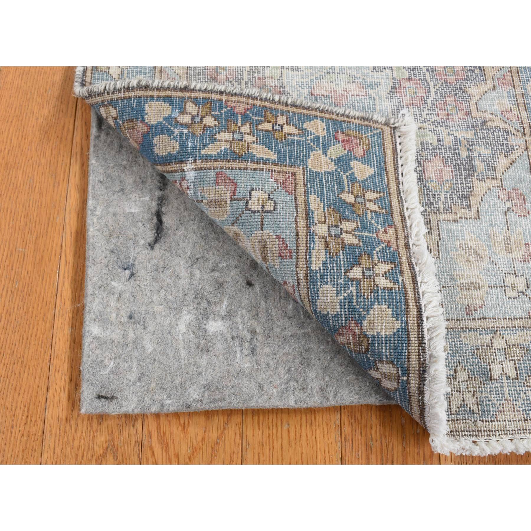 1'8"x3'7" Misty Gray, Pure Wool, Vintage Persian Kerman, Hand Knotted, Mat Oriental Rug Sh87775