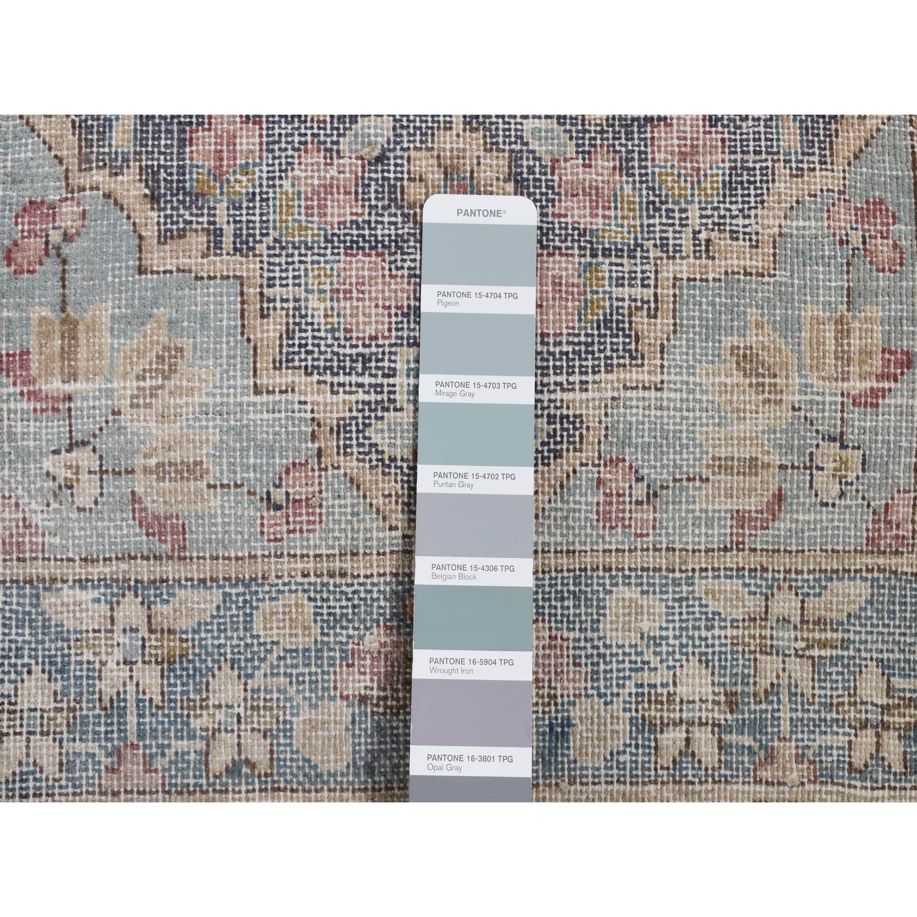 1'8"x3'7" Misty Gray, Pure Wool, Vintage Persian Kerman, Hand Knotted, Mat Oriental Rug Sh87775