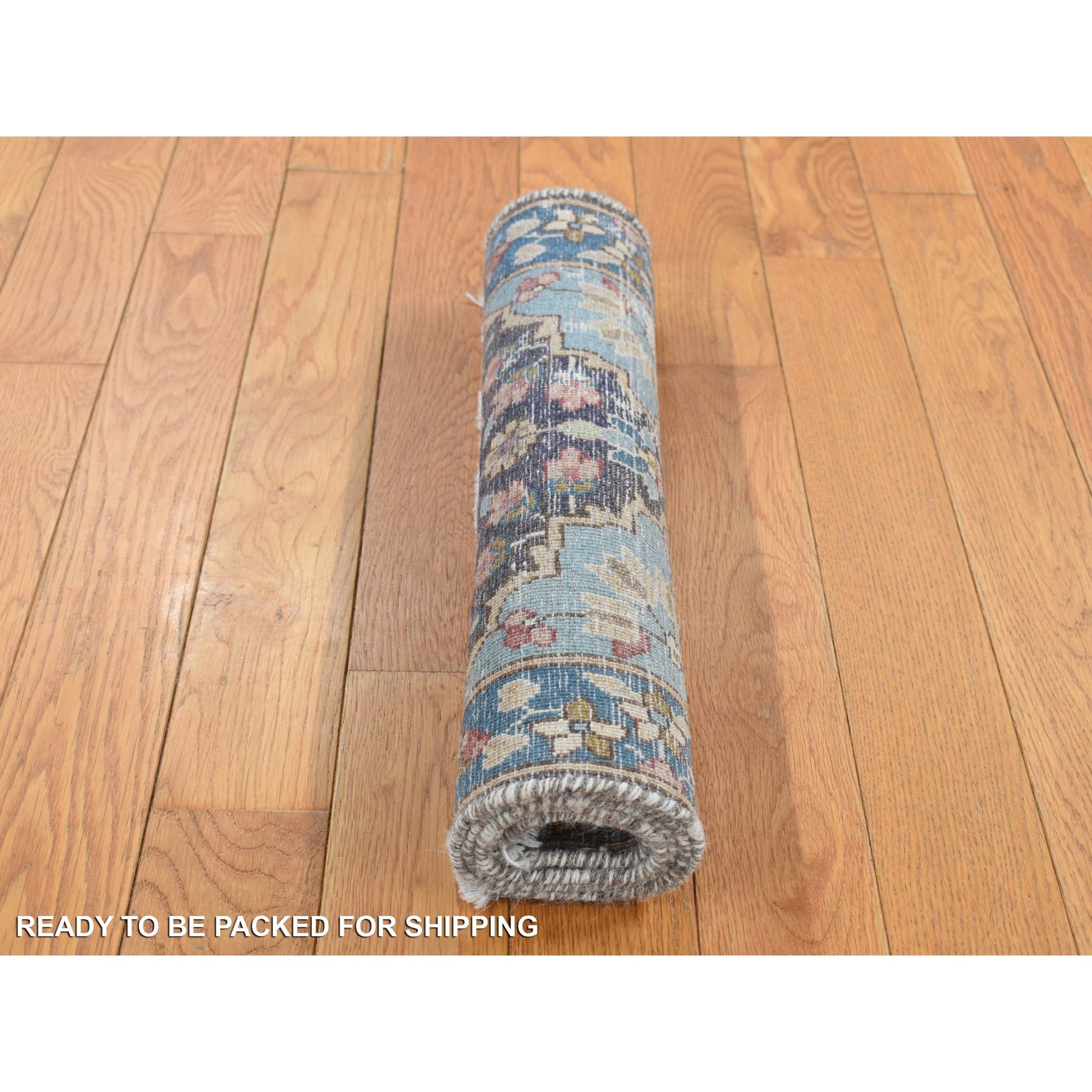 1'8"x3'7" Misty Gray, Pure Wool, Vintage Persian Kerman, Hand Knotted, Mat Oriental Rug Sh87775