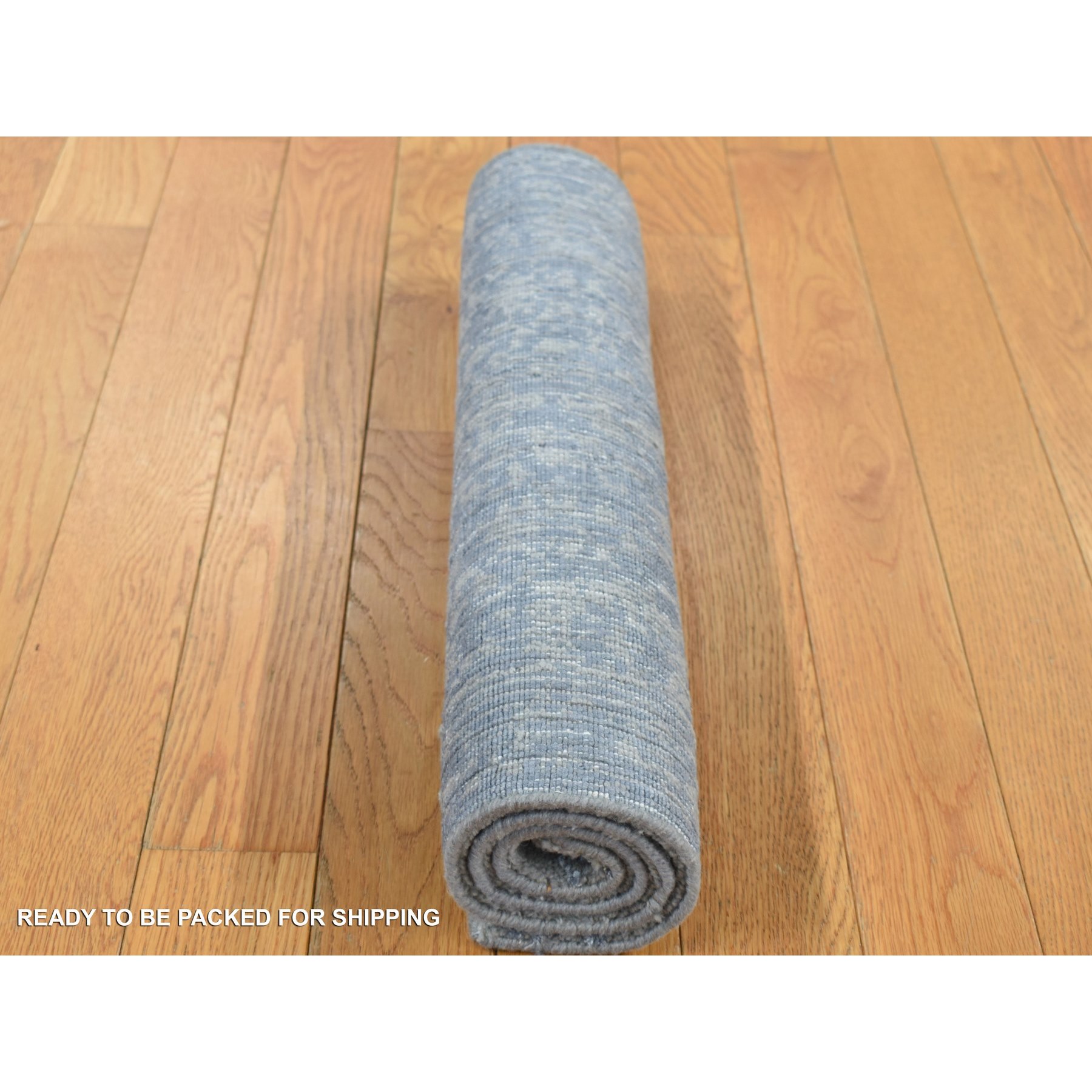 2'x2'10" Battleship Gray, Tone on Tone, Wool and Silk, Abstract Design, Hand Loomed, Sample Oriental Rug Sh87804