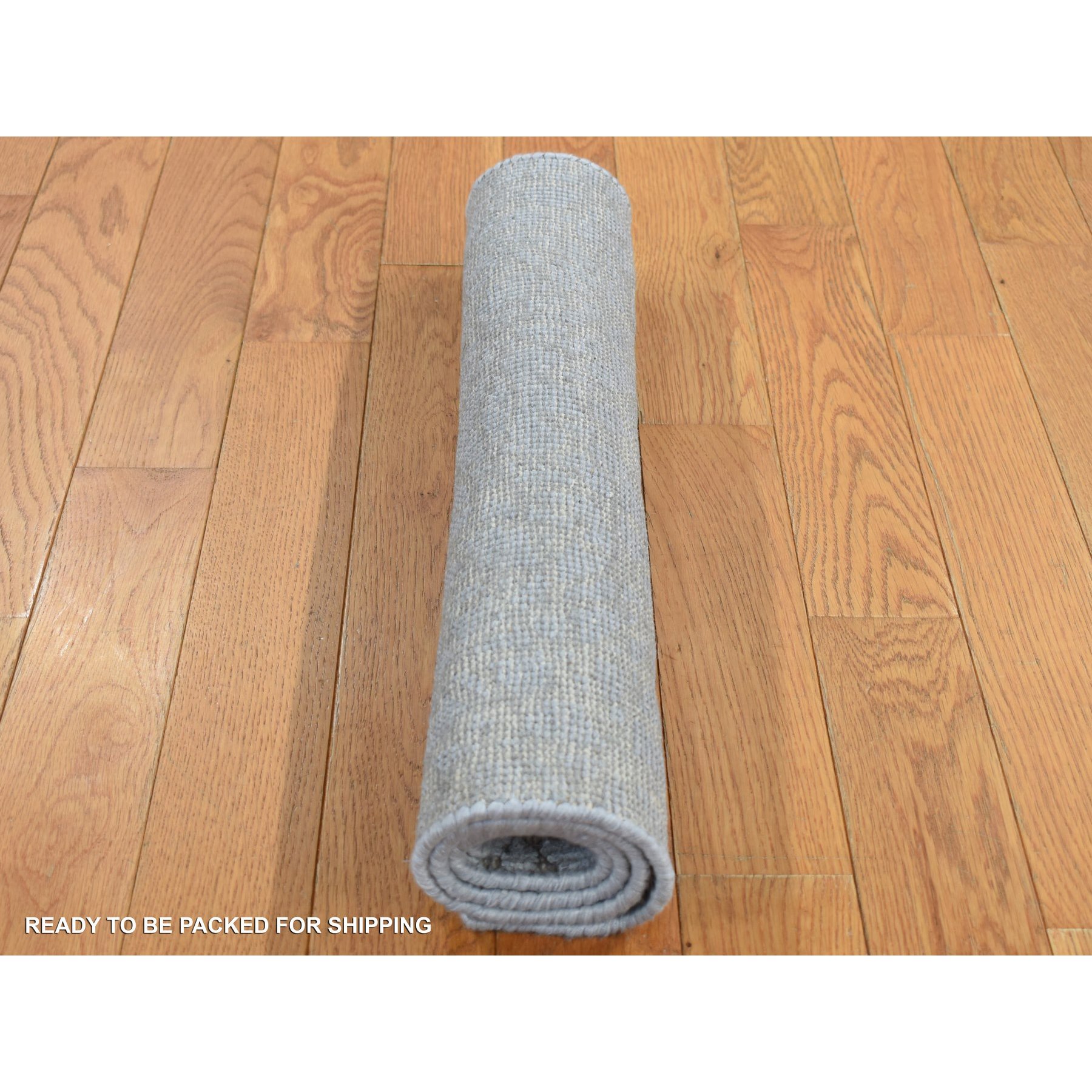 2'x3' Gainsboro Gray, Flat Pile with Raised Silk, Hand Knotted, Tone on Tone Design, Sample Oriental Rug Sh87808
