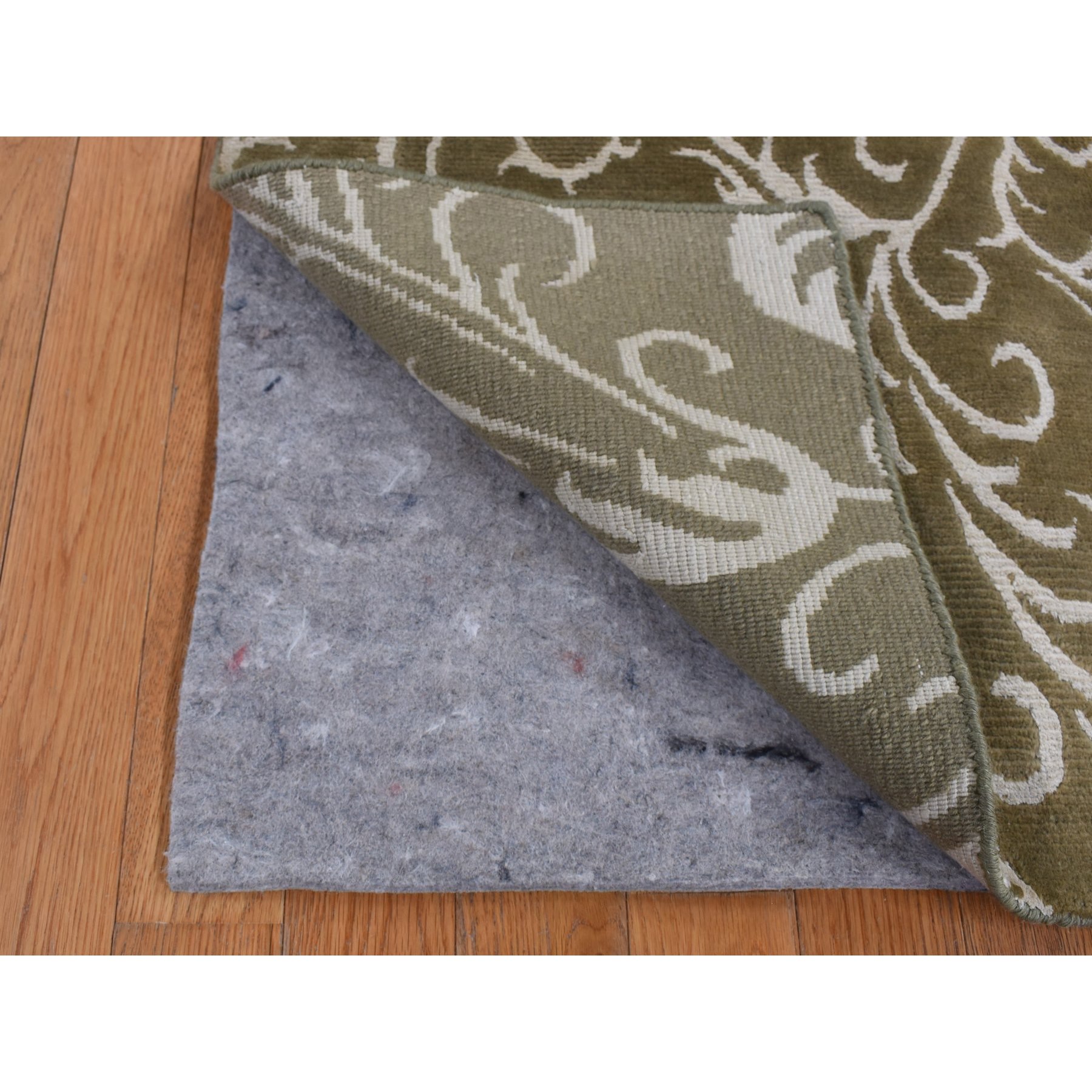2'x2'9" Grayish Brown, Nepali Scrolls Design, Hand Knotted, Wool and Silk, Clearance, Sample Oriental Rug Sh87809
