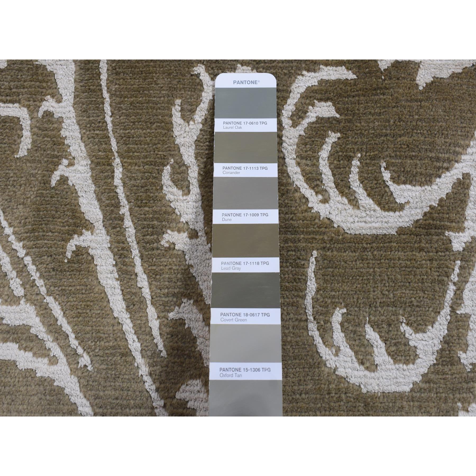 2'x2'9" Grayish Brown, Nepali Scrolls Design, Hand Knotted, Wool and Silk, Clearance, Sample Oriental Rug Sh87809