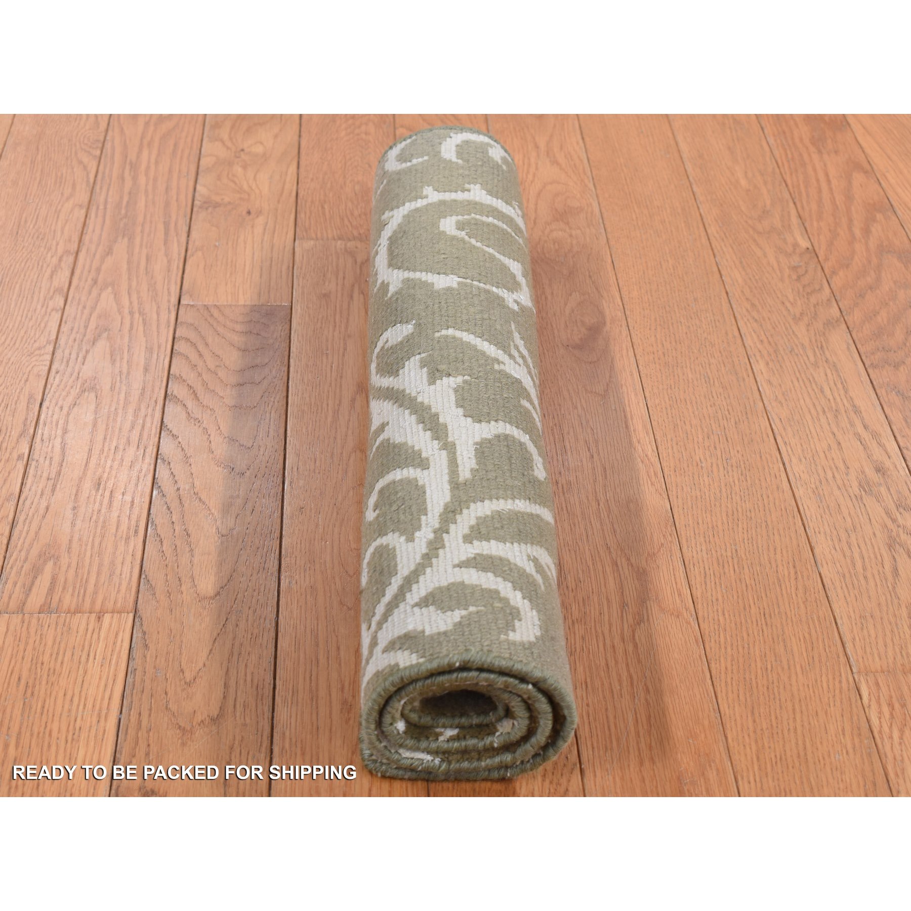 2'x2'9" Grayish Brown, Nepali Scrolls Design, Hand Knotted, Wool and Silk, Clearance, Sample Oriental Rug Sh87809