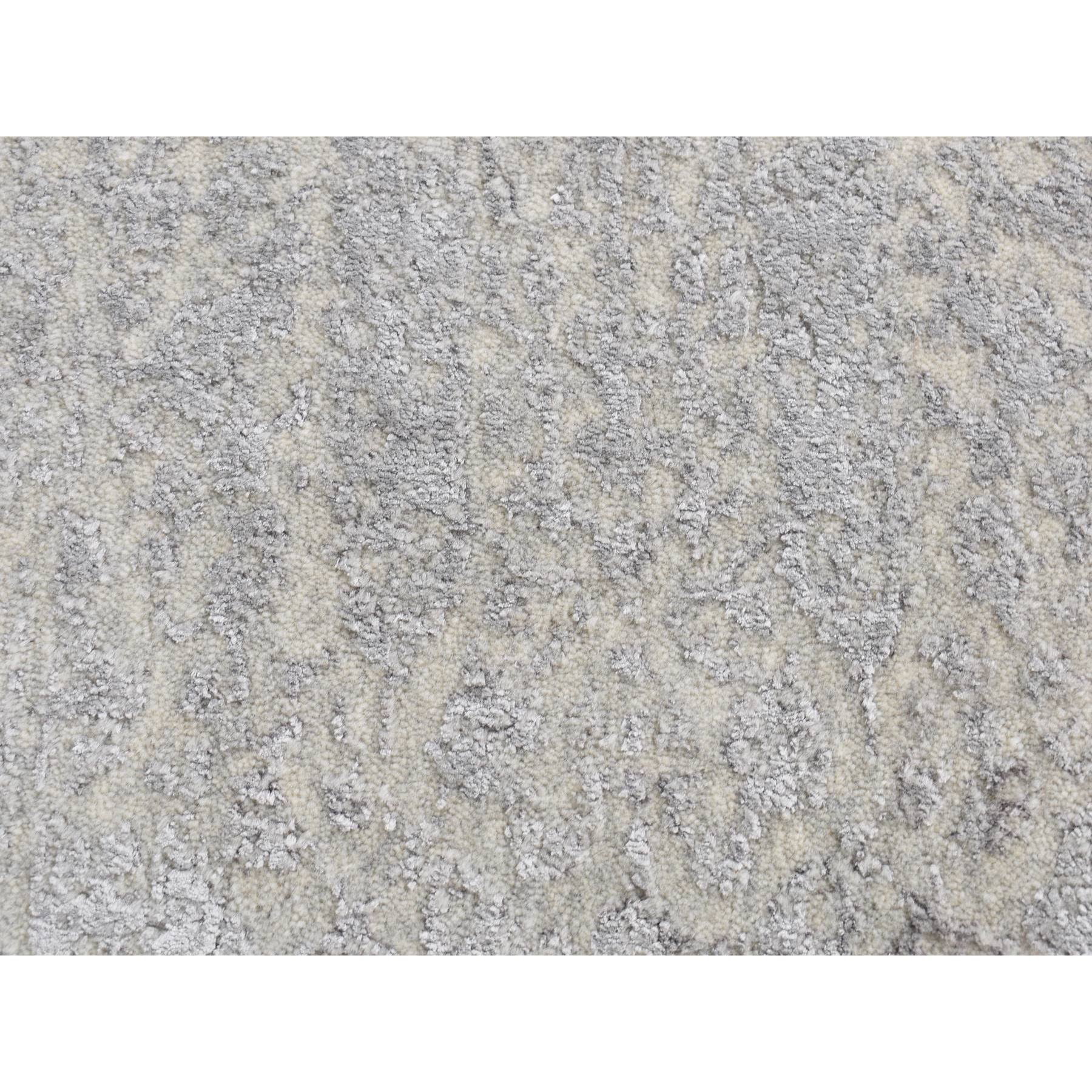 2'x3' Cloud Gray, Wool and Silk, Jacquard Hand Loomed, Sample Mat Oriental Rug Sh87812