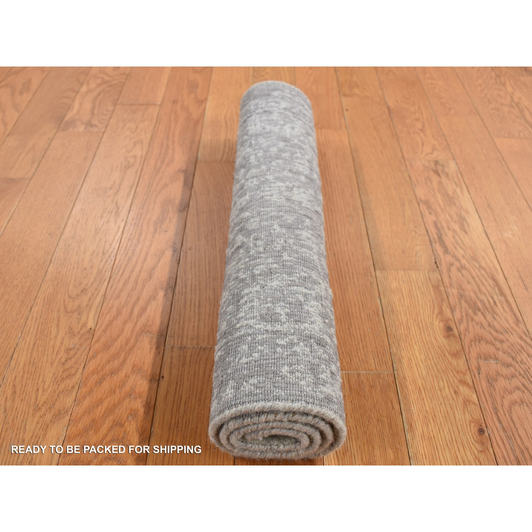 2'x3' Cloud Gray, Wool and Silk, Jacquard Hand Loomed, Sample Mat Oriental Rug Sh87812