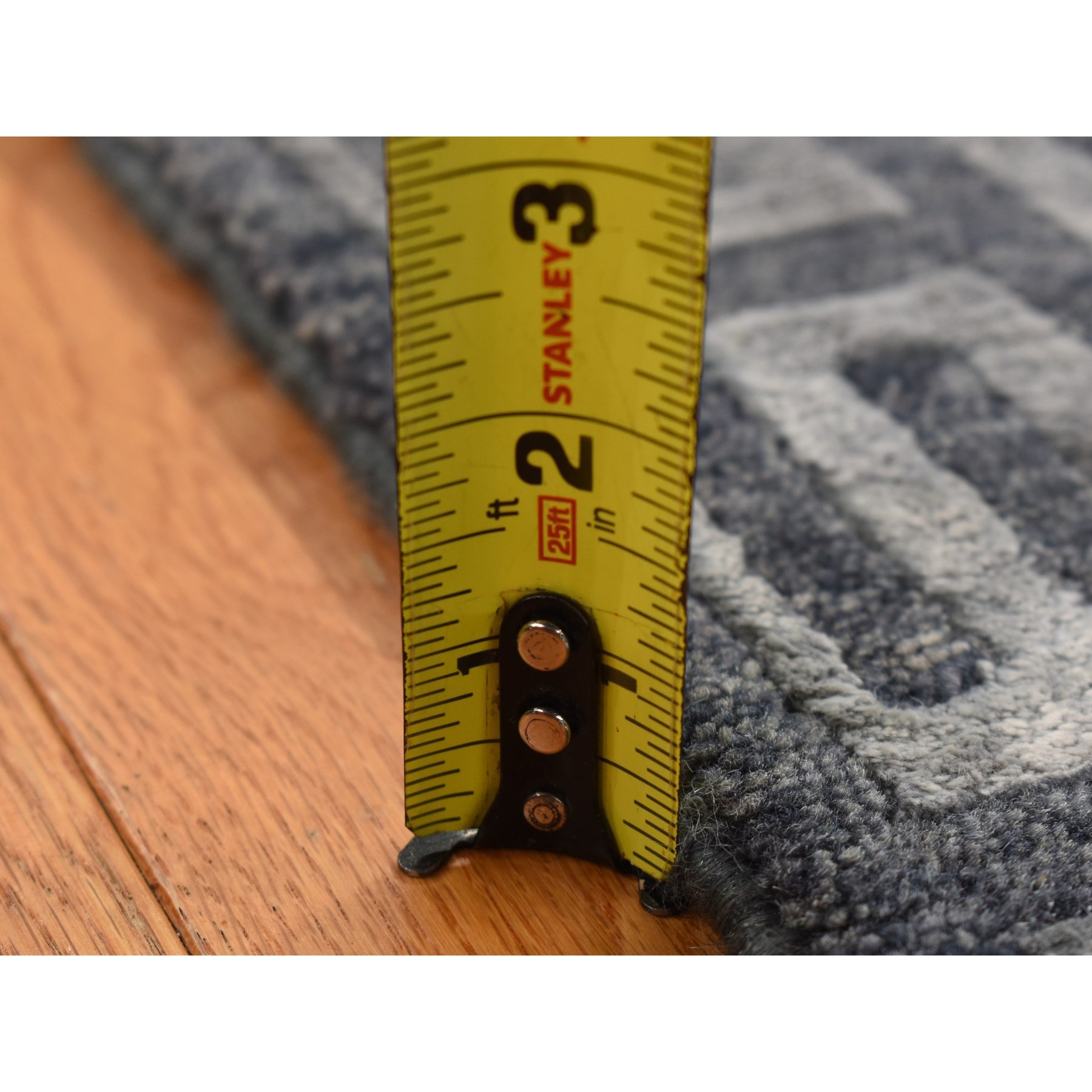 2'x2'10" Charcoal Gray, Wool and Silk, Modern Roman Key Design, Hand Knotted, Sample Oriental Rug Sh87821