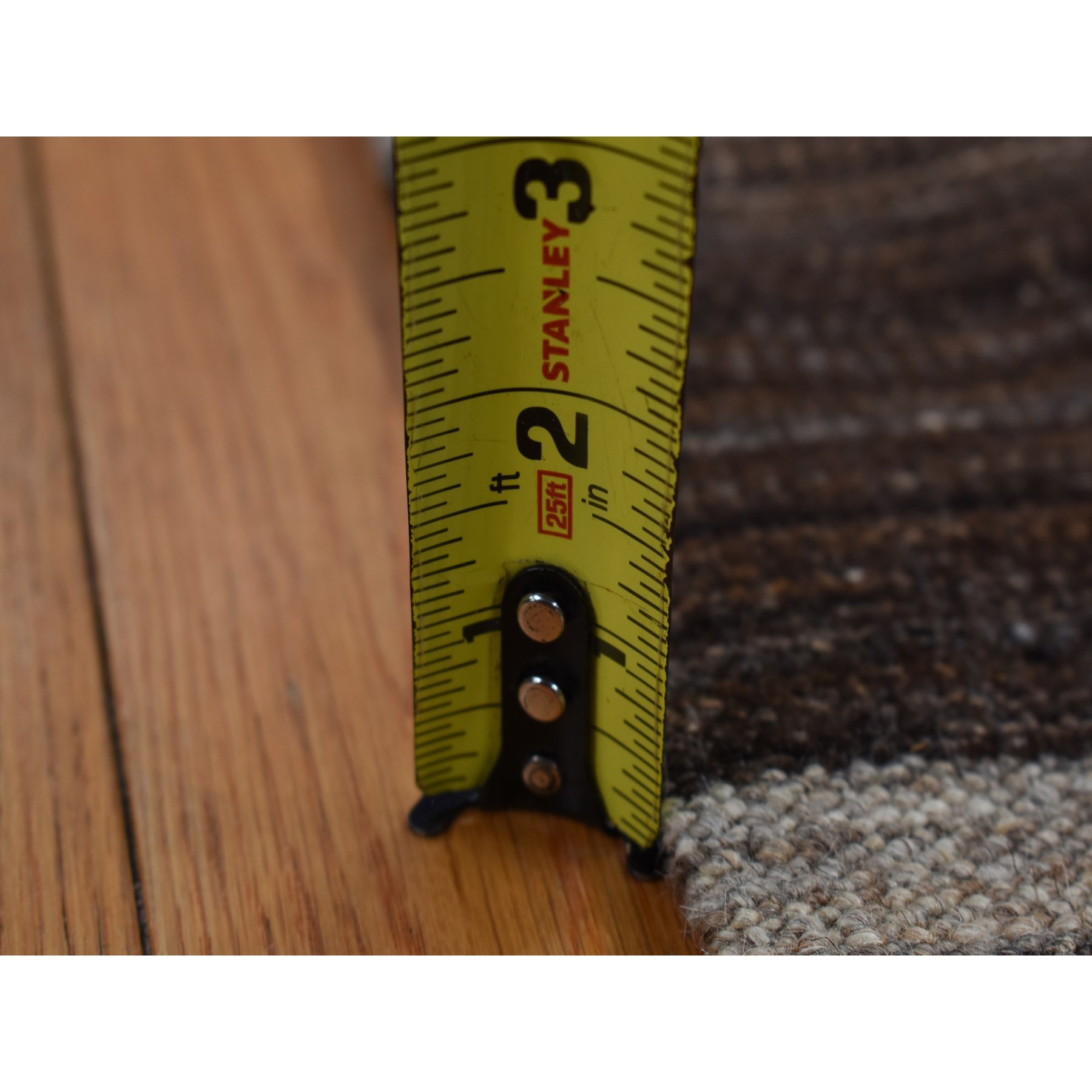 2'x3' Taupe Brown, Flat Weave Kilim, Wide Stripe Design, Undyed Natural Wool, Hand Woven, Sample Oriental Rug Sh87822